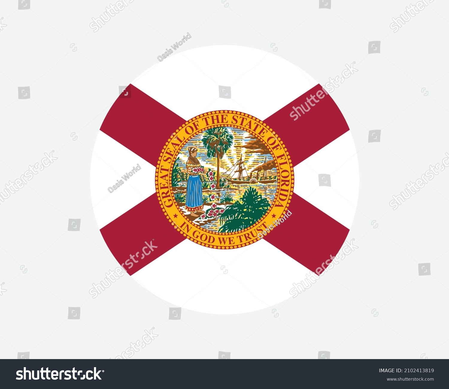 SVG of Florida USA Round State Flag. FL, US Circle Flag. State of Florida, United States of America Circular Shape Button Banner. EPS Vector Illustration. svg