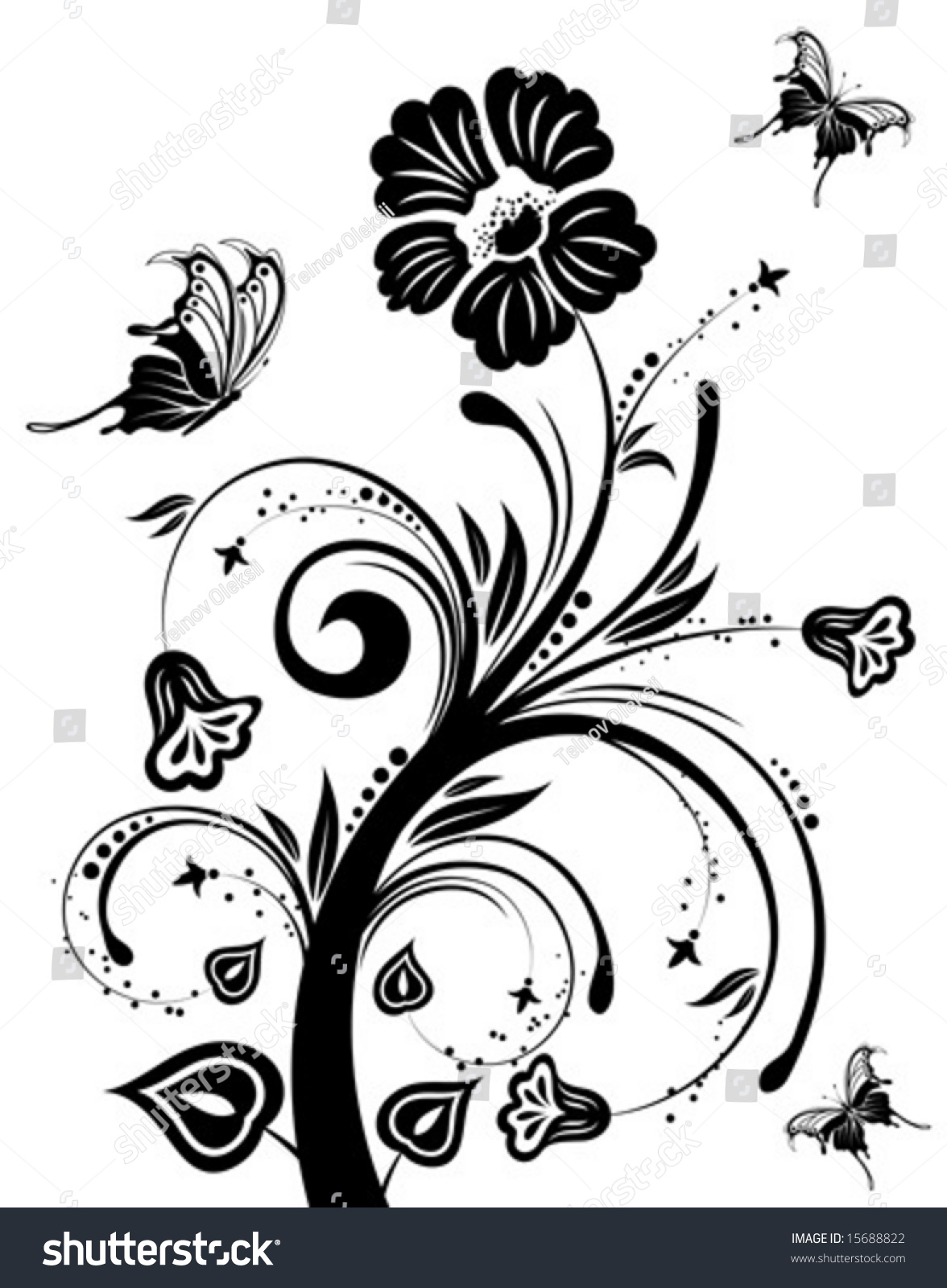 Flower Background Butterfly Element Design Vector Stock Vector Royalty Free 15688822 1361