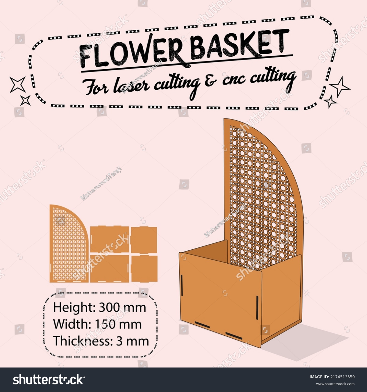 SVG of flower basket for laser cutting and cnc cutting svg