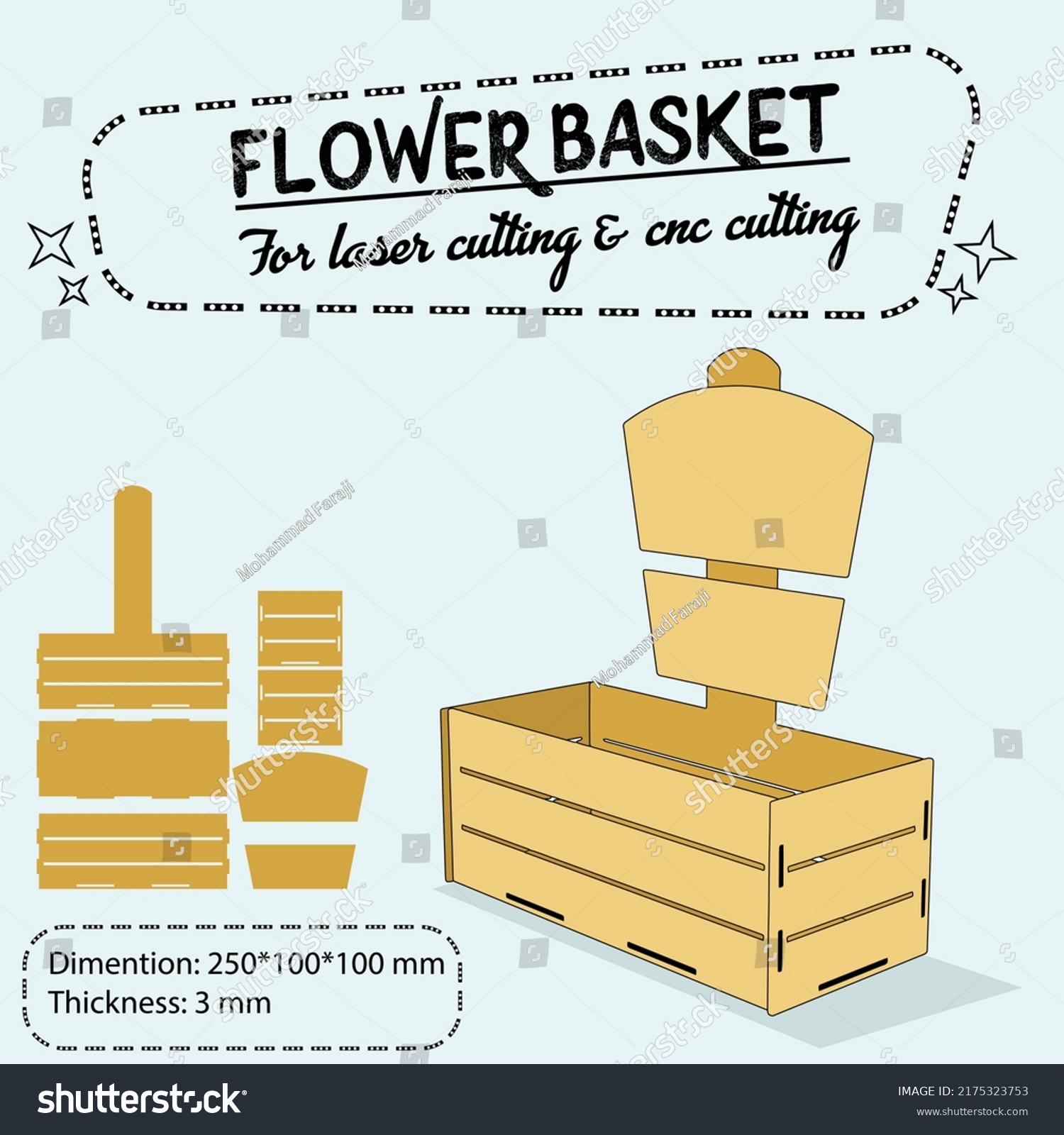 SVG of flower basket for laser cutting and cnc cutting svg