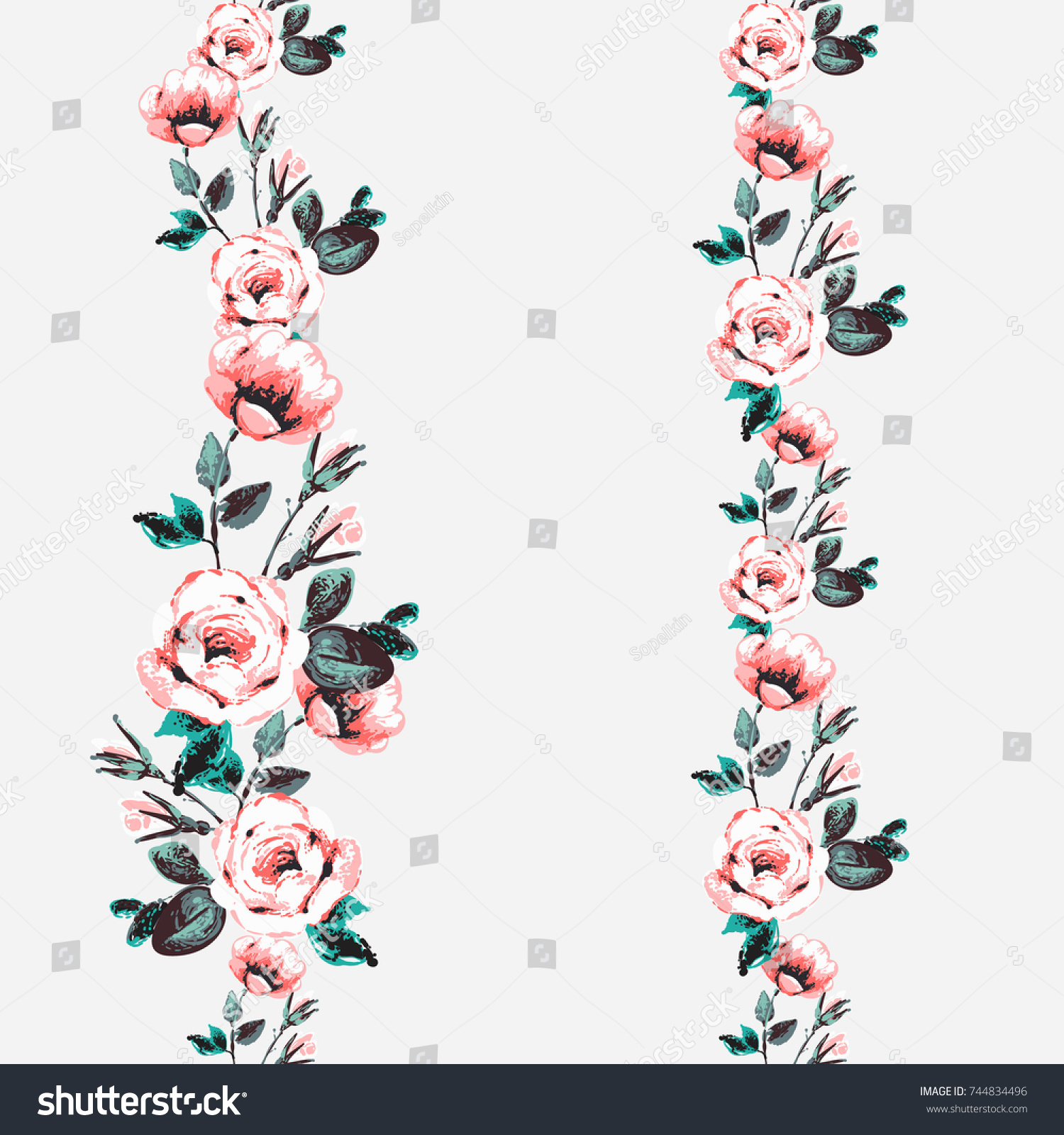 Flower Border Watercolor Flower Border Banner Royalty Free Stock