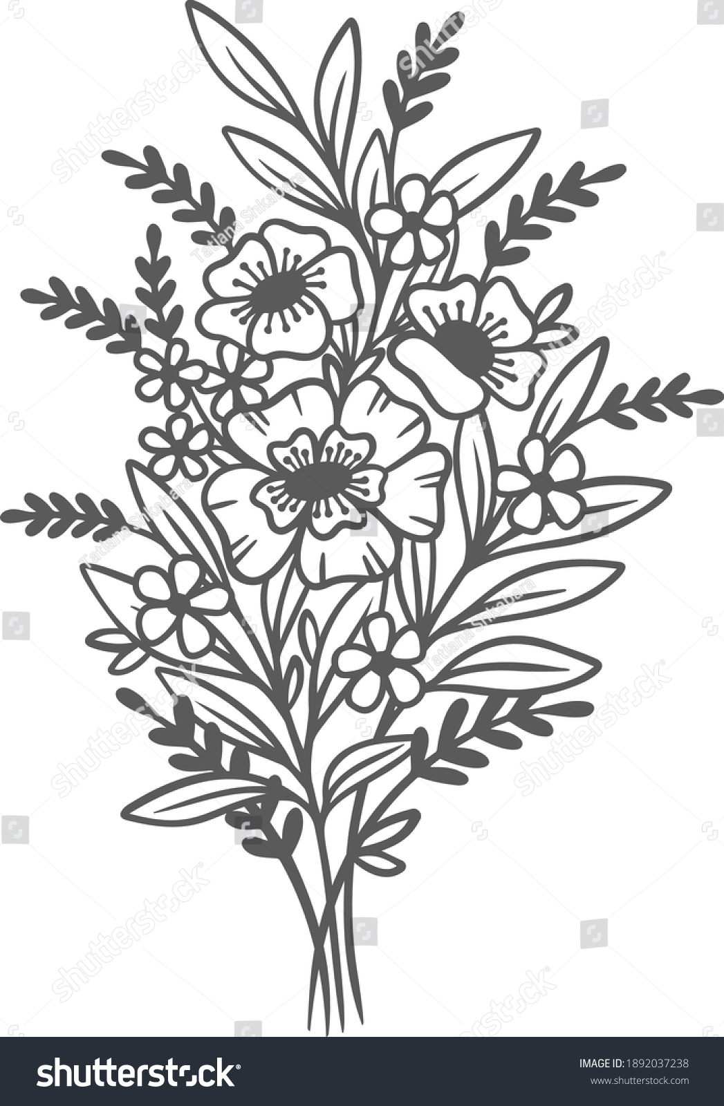 SVG of Flower bouquet with your illustrations. Vector, outline. svg