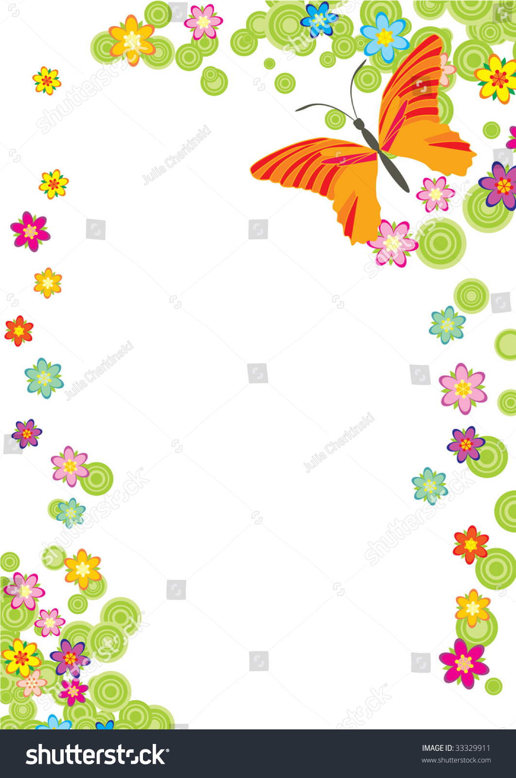 Flower Butterfly Frame Stock Vector 33329911 - Shutterstock