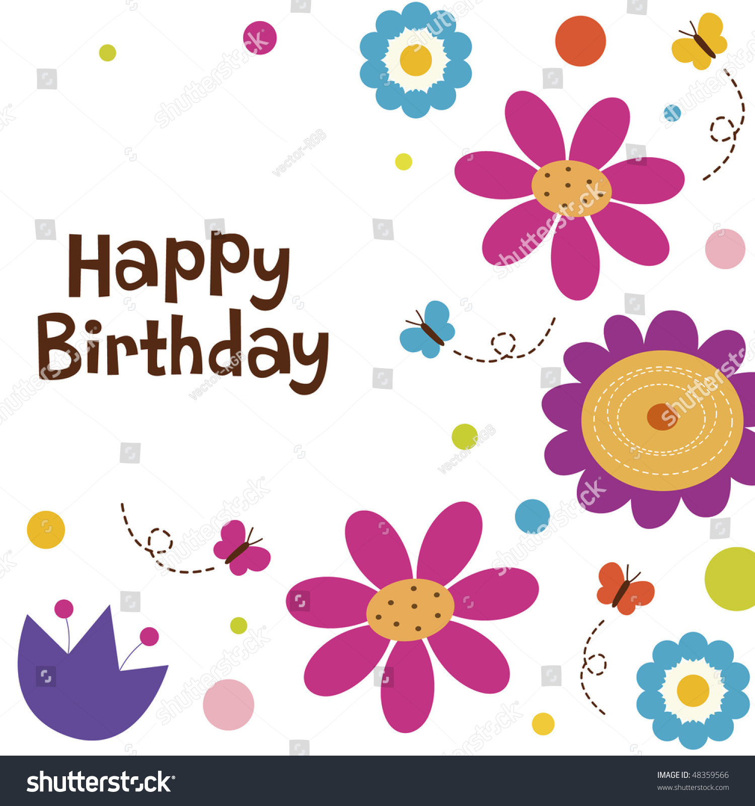 Flower Card Design Stock Vector Illustration 48359566 : Shutterstock