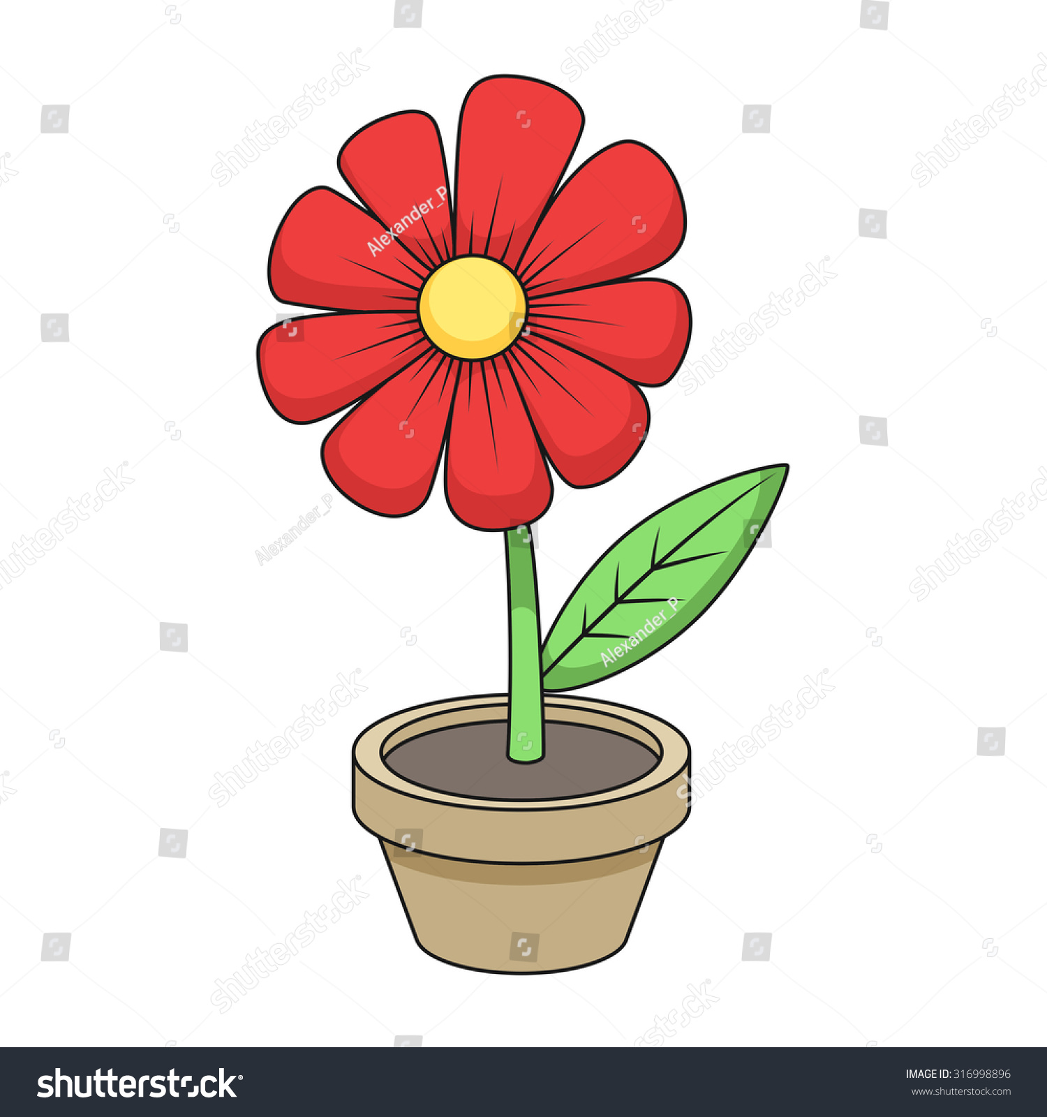 Flower Cartoon Vector Illustration Stock Vector (Royalty Free) 316998896