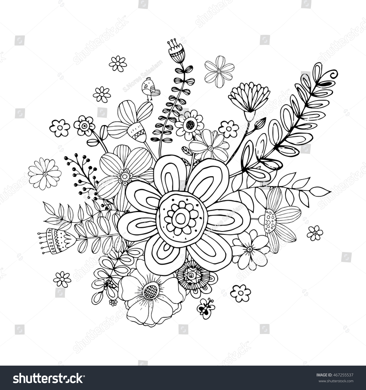 Flower Doodle Drawing Freehand Vector Doodle Stock Vector Royalty