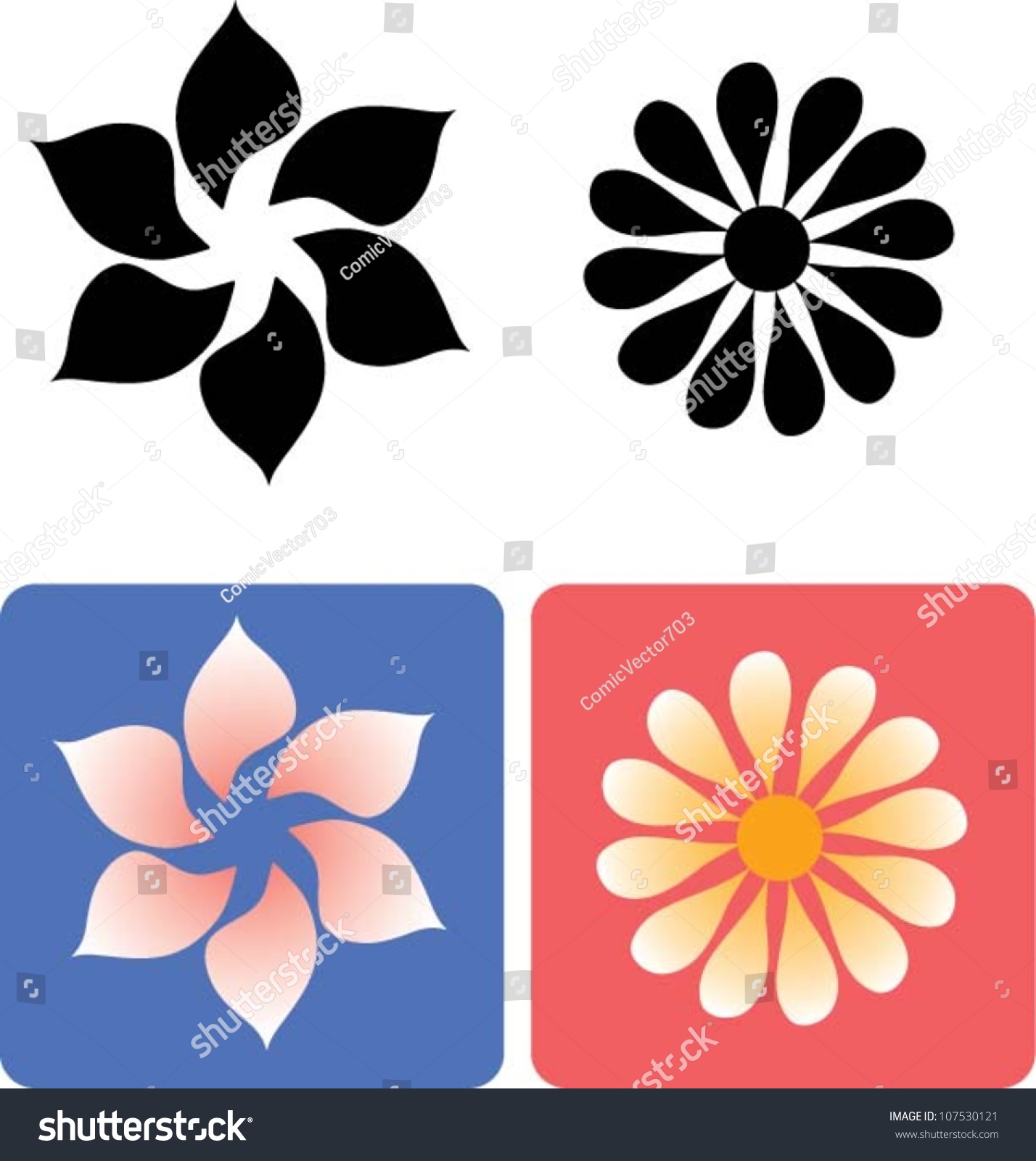 Flower 1 Floral Element Any Design Stock Vector Royalty Free 107530121