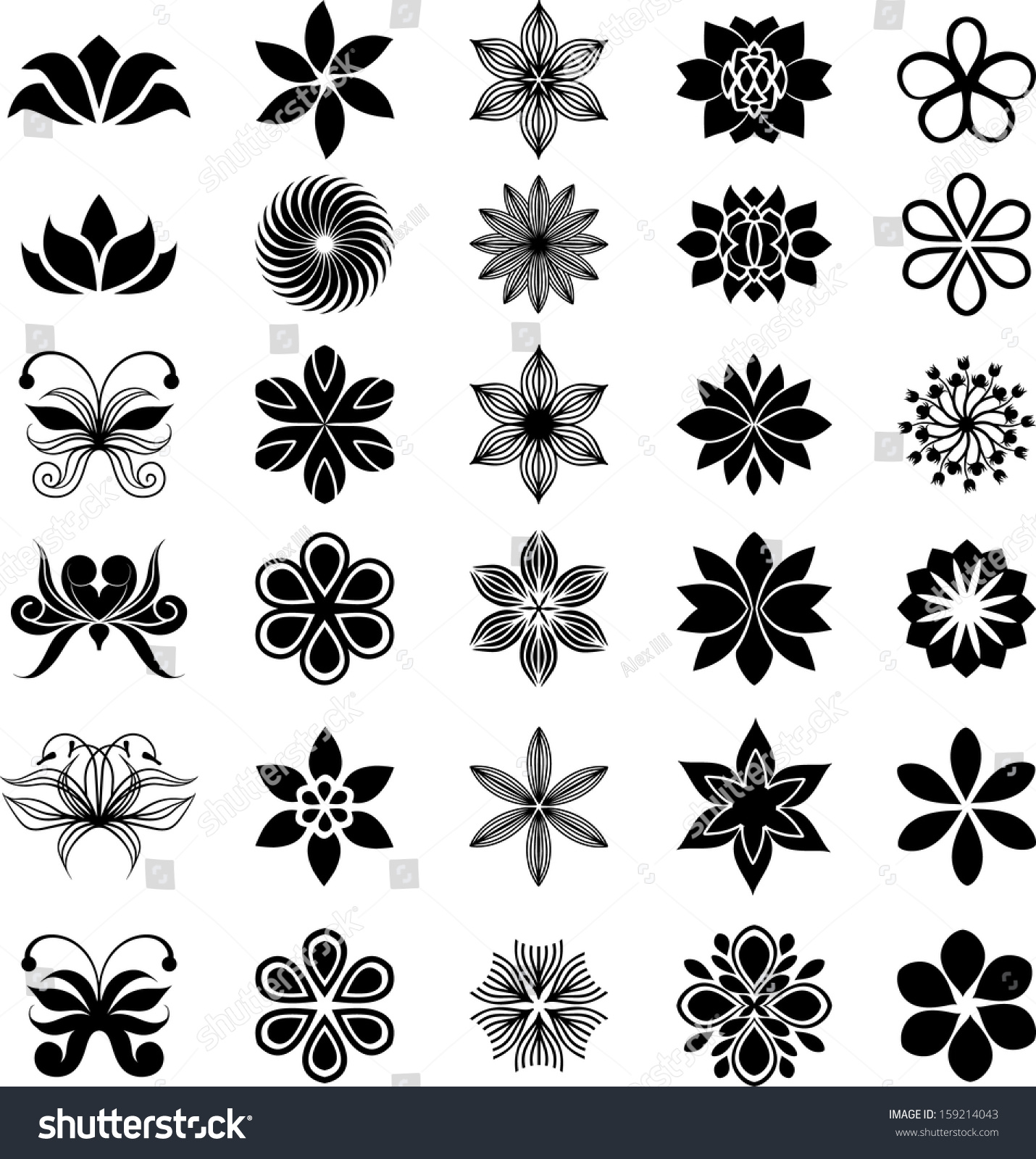 Flower Flower Set Stock Vector (Royalty Free) 159214043 | Shutterstock