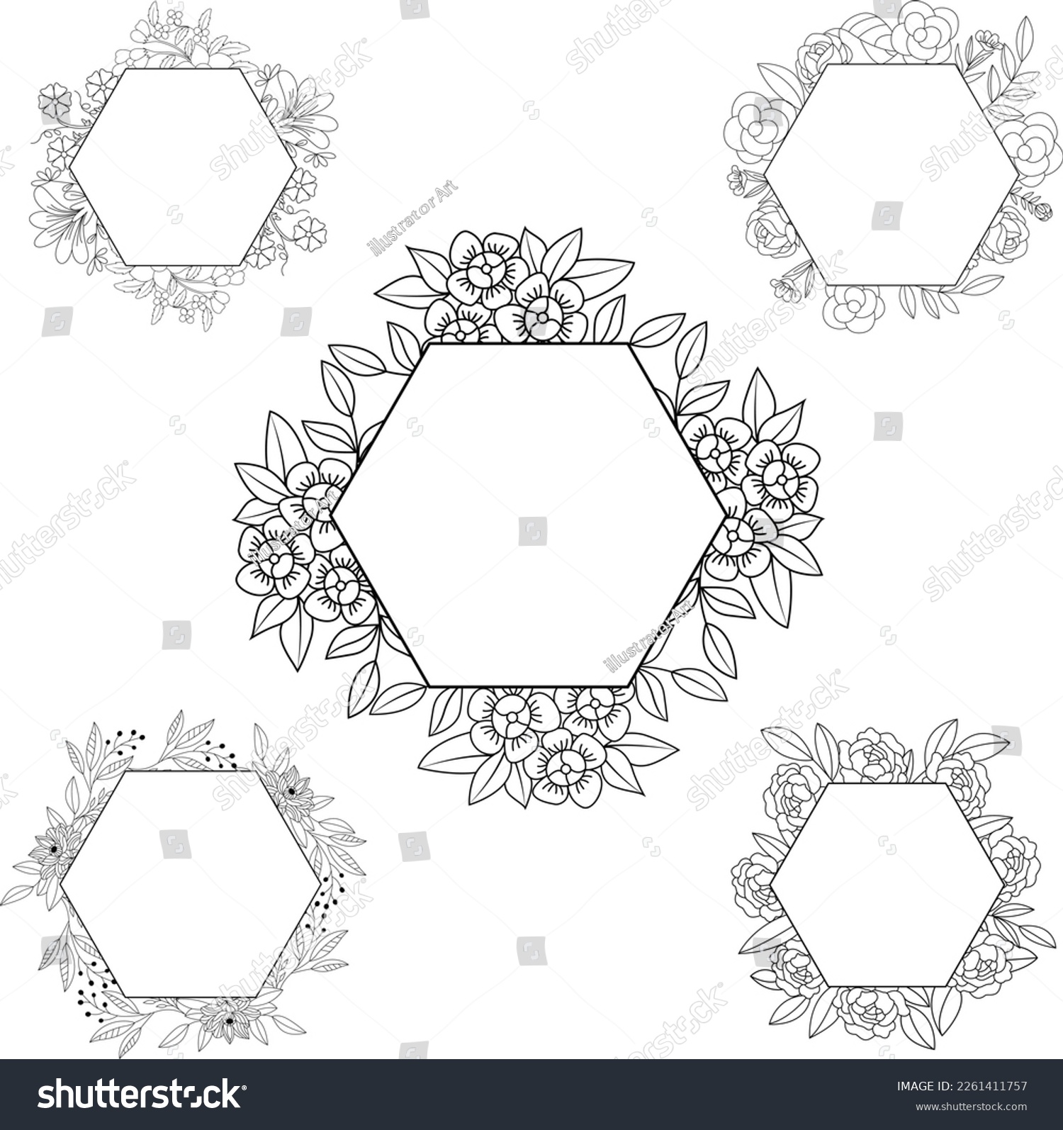 SVG of Flower Frame SVG, Hexagon Flower Frame SVG svg