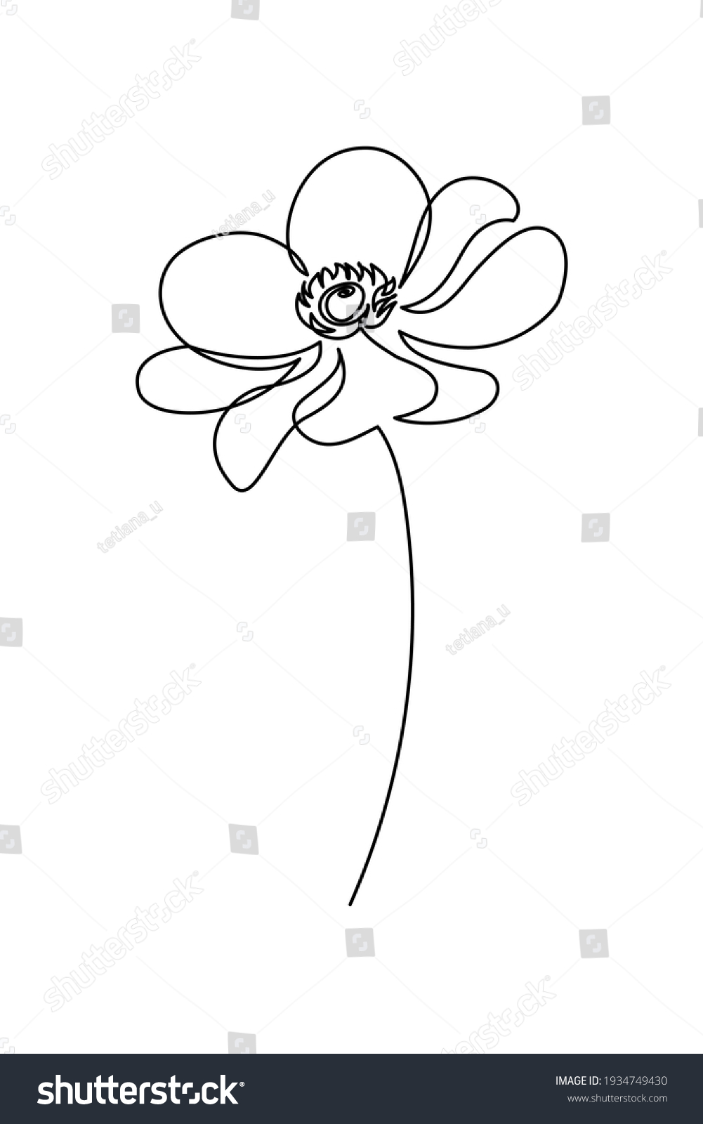 Flower Continuous Line Art Drawing Style Stock Vector (Royalty Free
