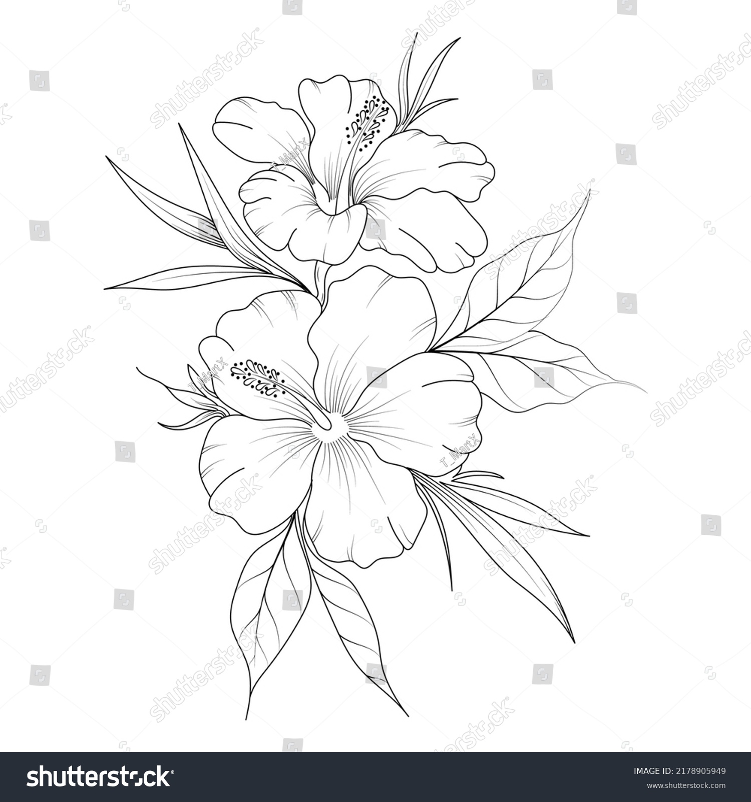 SVG of Flower Line art, Floral Illustration, Flower coloring page for kids and adults, Flower illustration in white background svg
