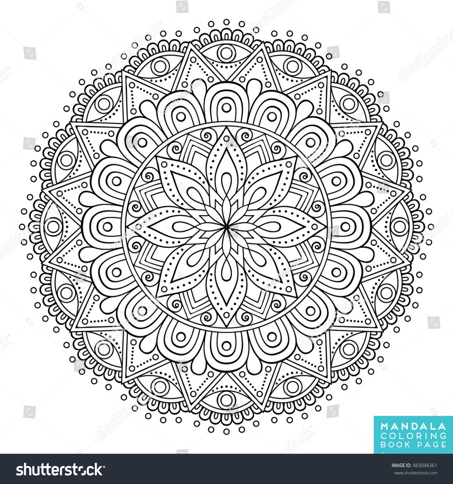 Flower Mandala Vintage Decorative Elements Oriental Stock Vector 483048361