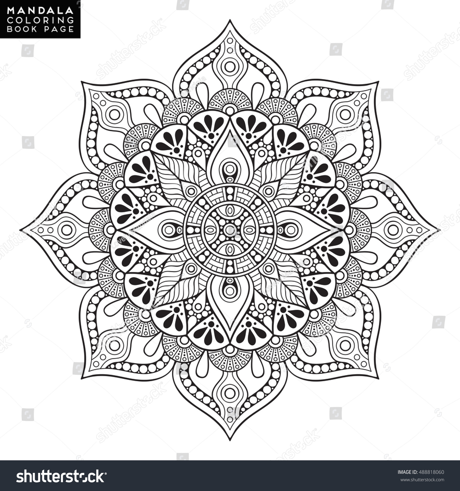 Flower Mandala Vintage Decorative Elements Oriental Stock Vector 488818060