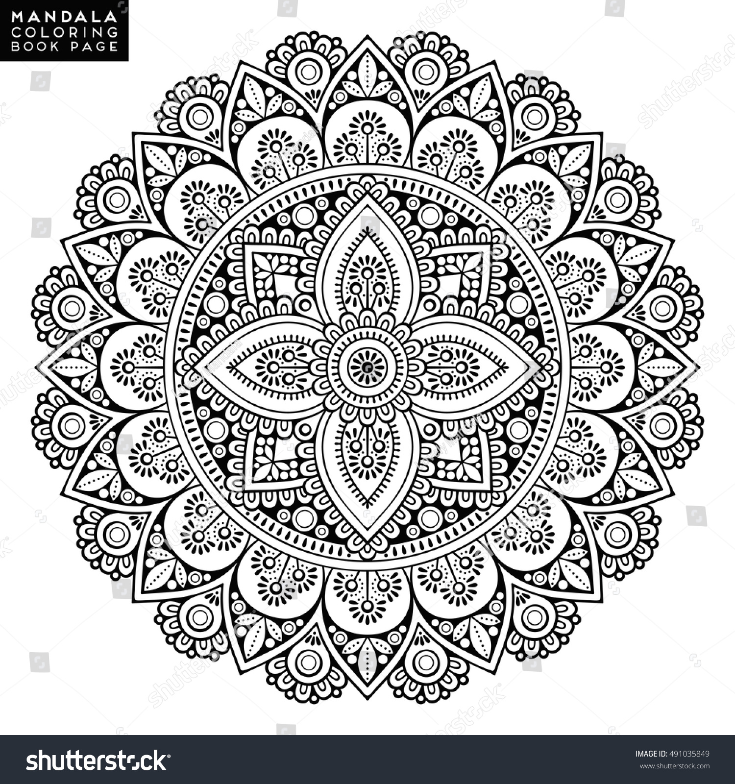 Flower Mandala Vintage Decorative Elements Oriental Stock Vector 491035849