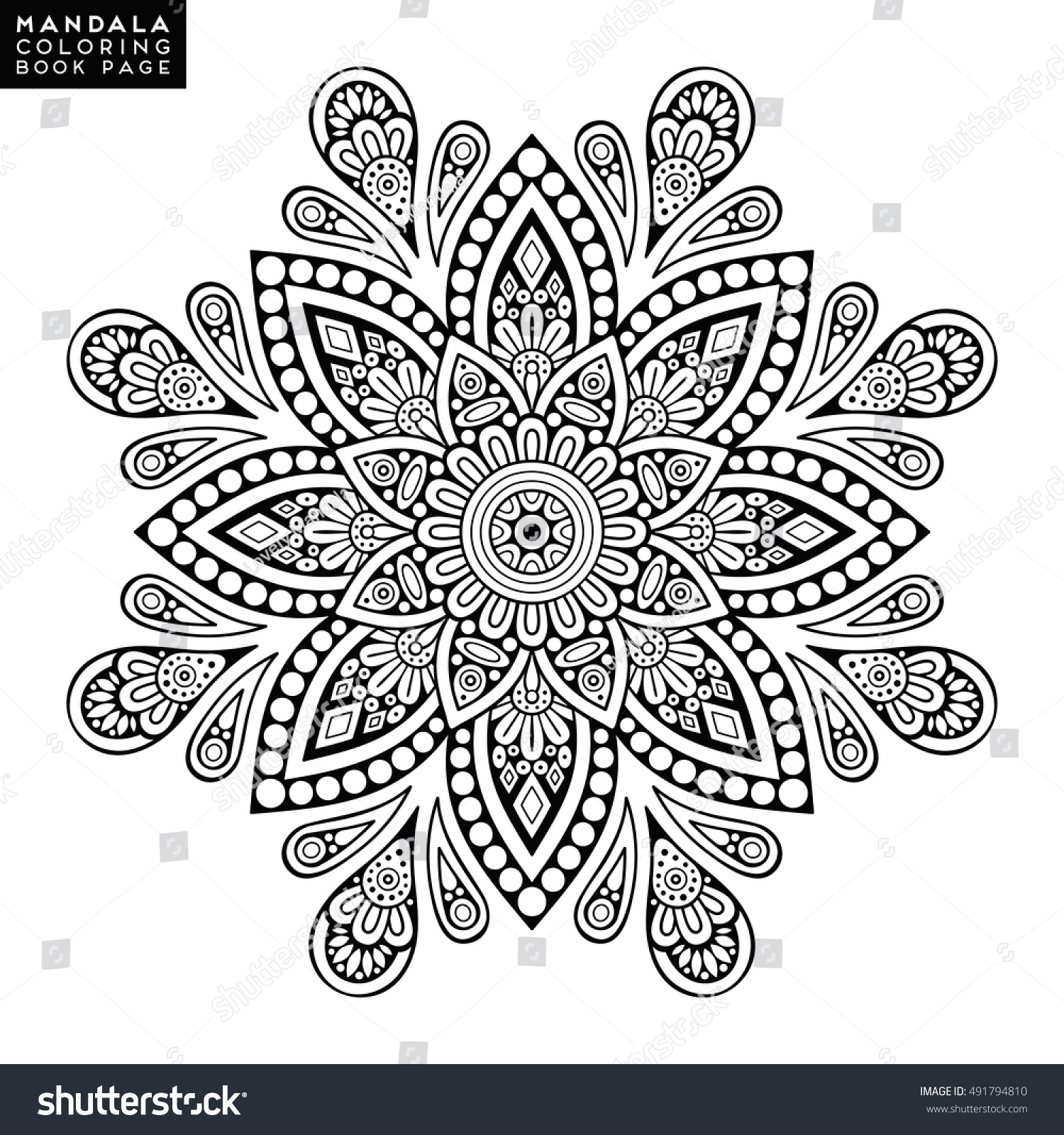 Flower Mandala Vintage Decorative Elements Oriental Stock Vector 491794810