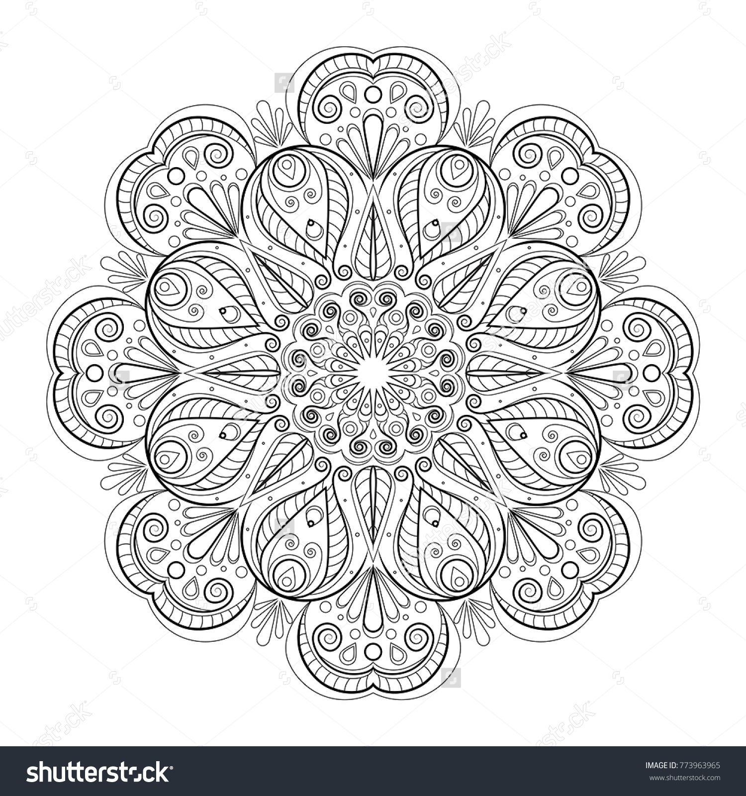 Vintage Decorative Ornament Oriental Pattern Anti Stress Therapy Flower Mandala Stock Vector 773963965