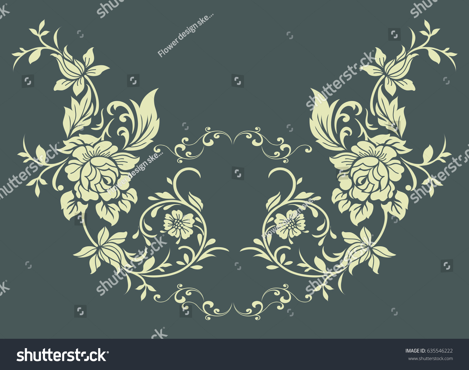 Flower Motif Sketch Design Stock Vector (Royalty Free) 635546222