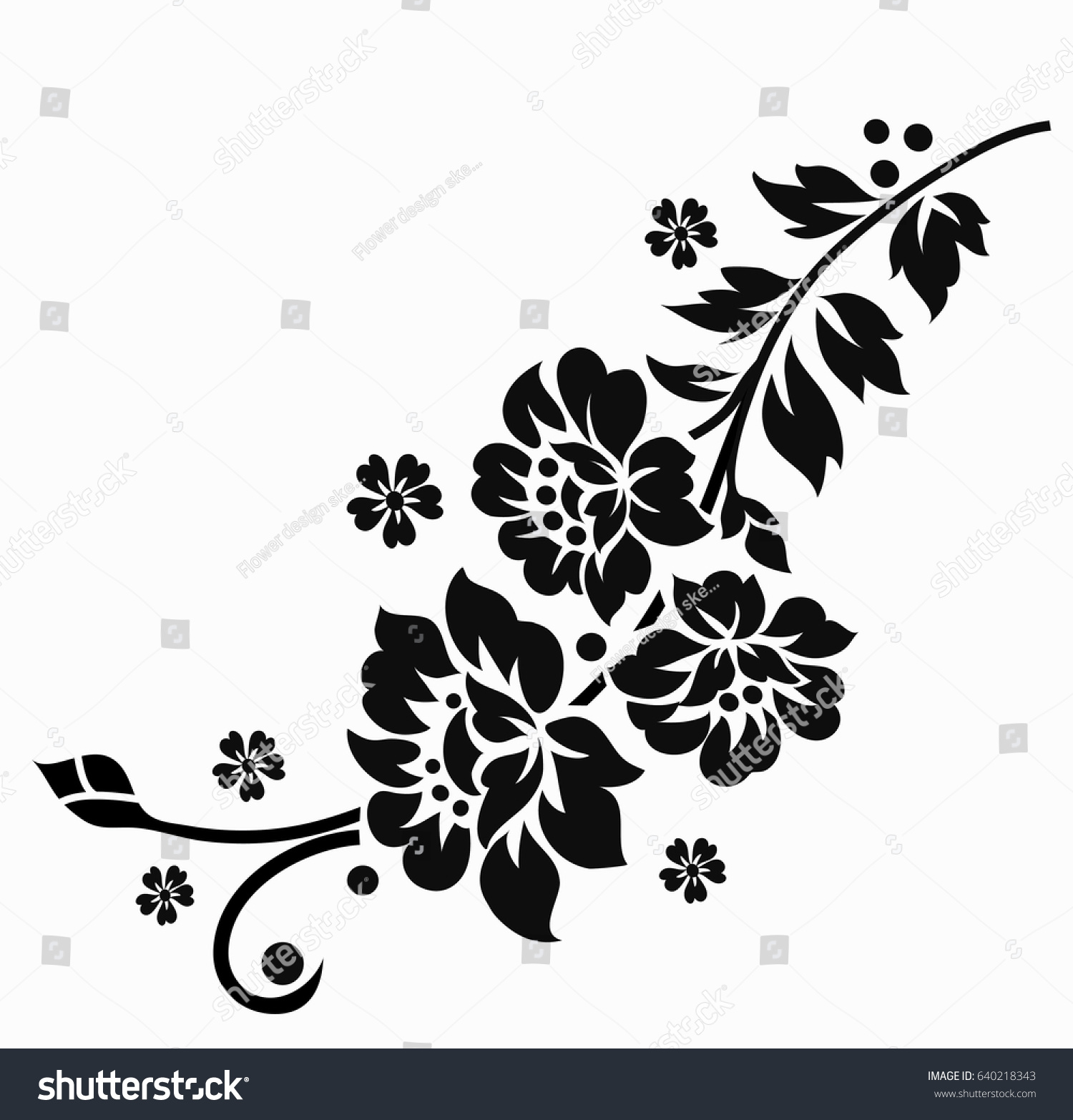 Flower Motif Sketch Design Stock Vector (Royalty Free) 640218343