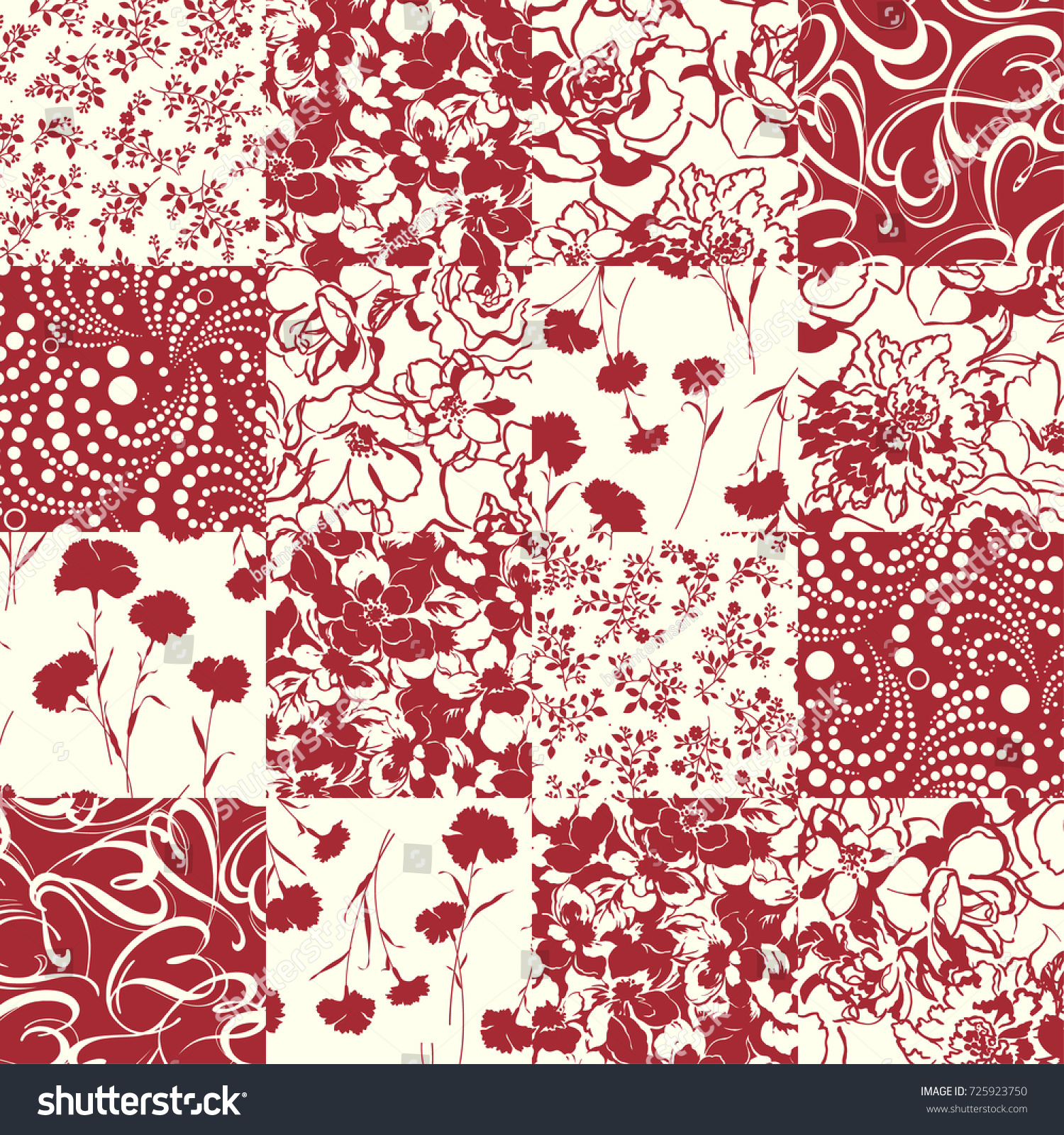 Flower Patchwork Pattern Stock Vector (Royalty Free) 725923750 ...