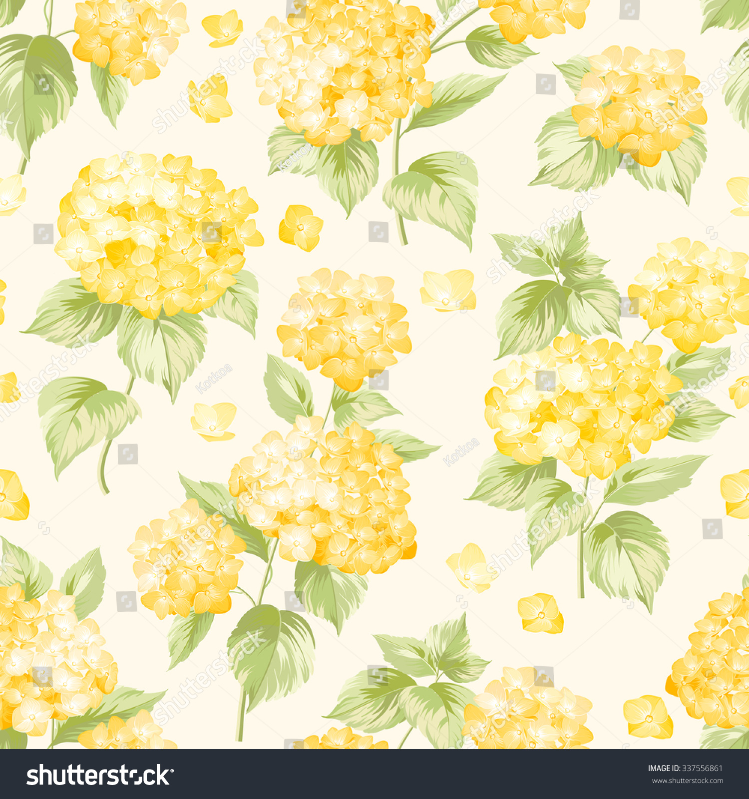 Download Flower Pattern Yellow Hydrangea Flowers Seamless Stock ...