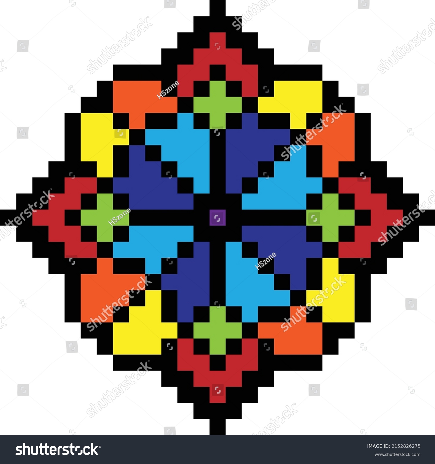 Flower Pixel Art On White Background Stock Vector (Royalty Free ...