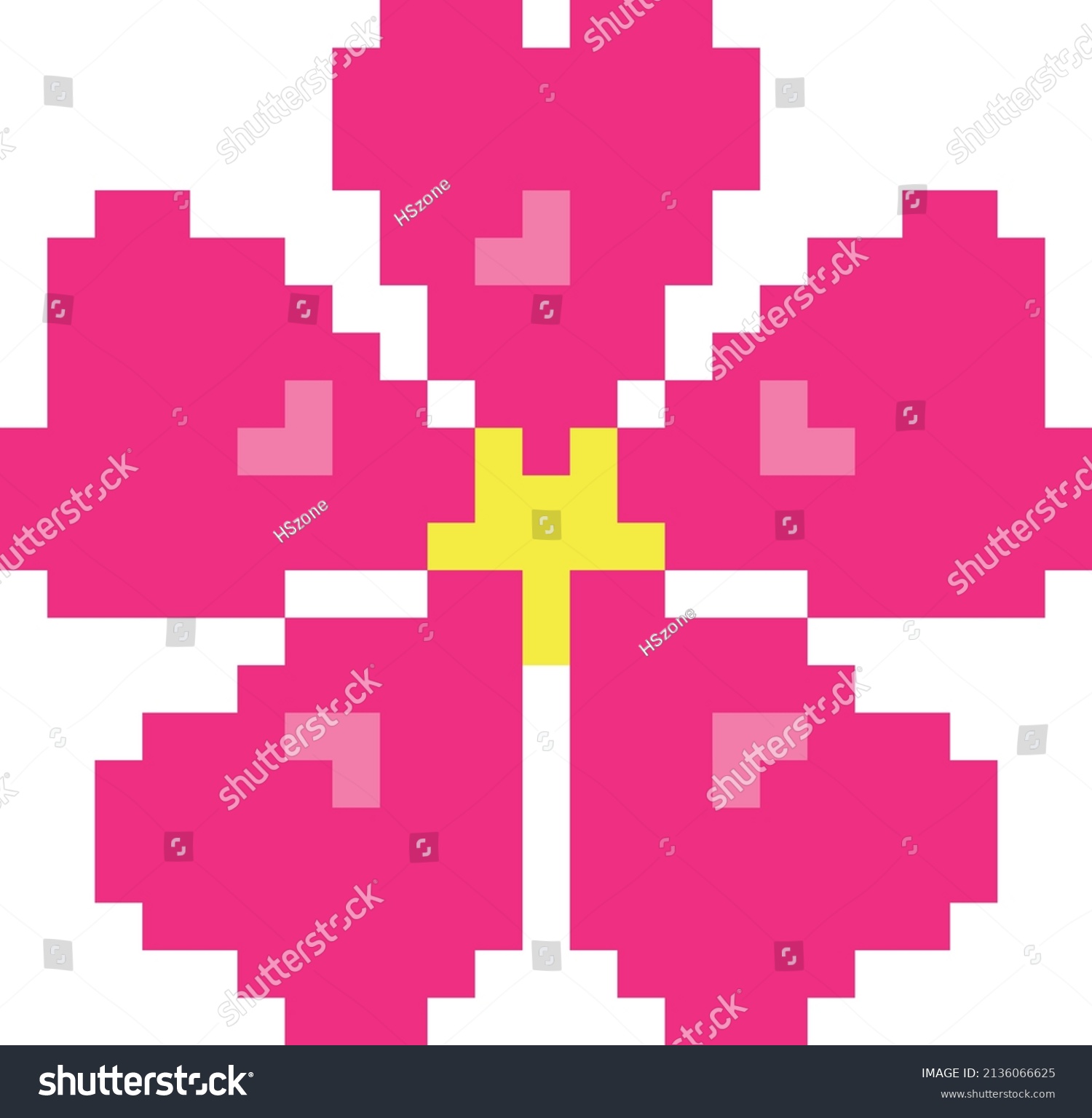 Vektor Stok Flower Pixel Art Vector Illustration Flower Tanpa Royalti Shutterstock