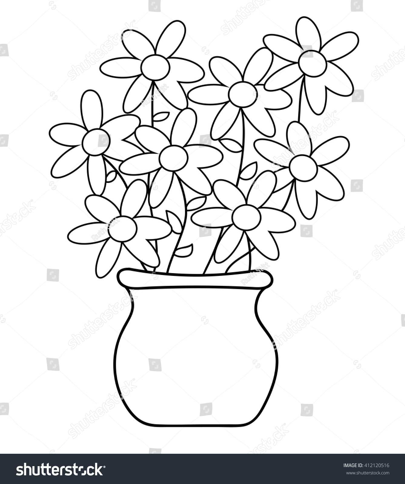 Flower Pot Coloring Page Stock Vector Royalty Free 20 ...