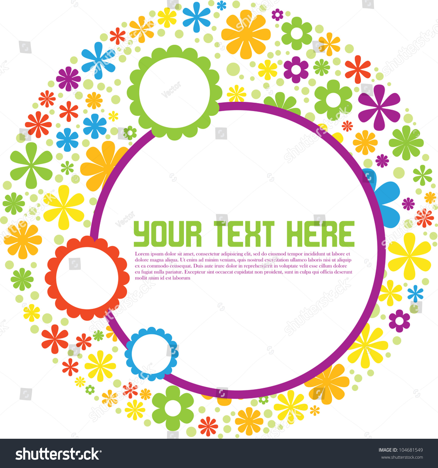 Flower Power Abstract Colorful Vector Background Stock Vector 104681549