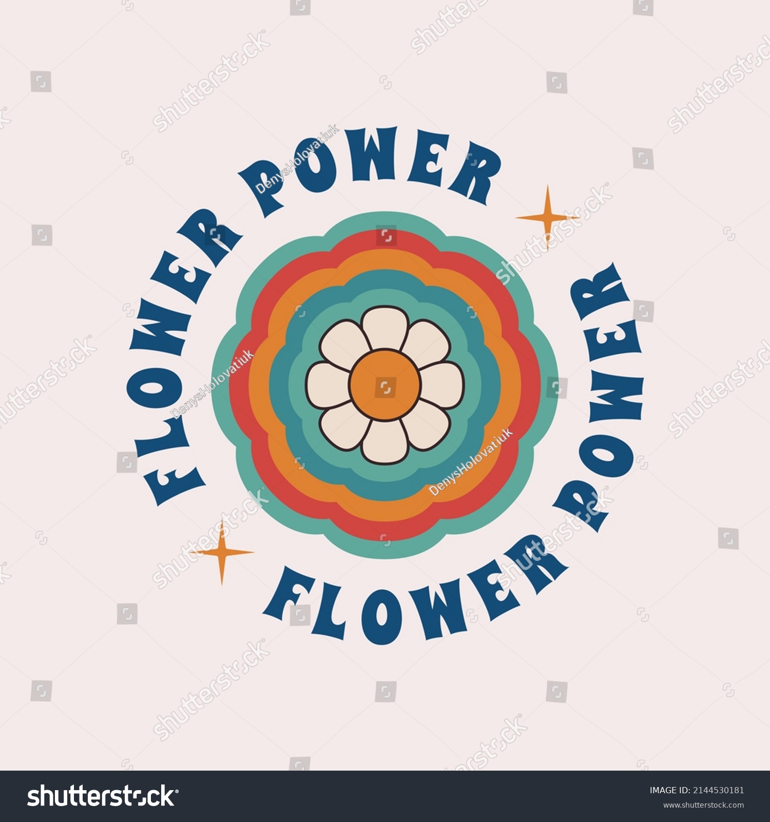 Flower Power 1970s Retro Logo Trendy Stock Vector (Royalty Free ...