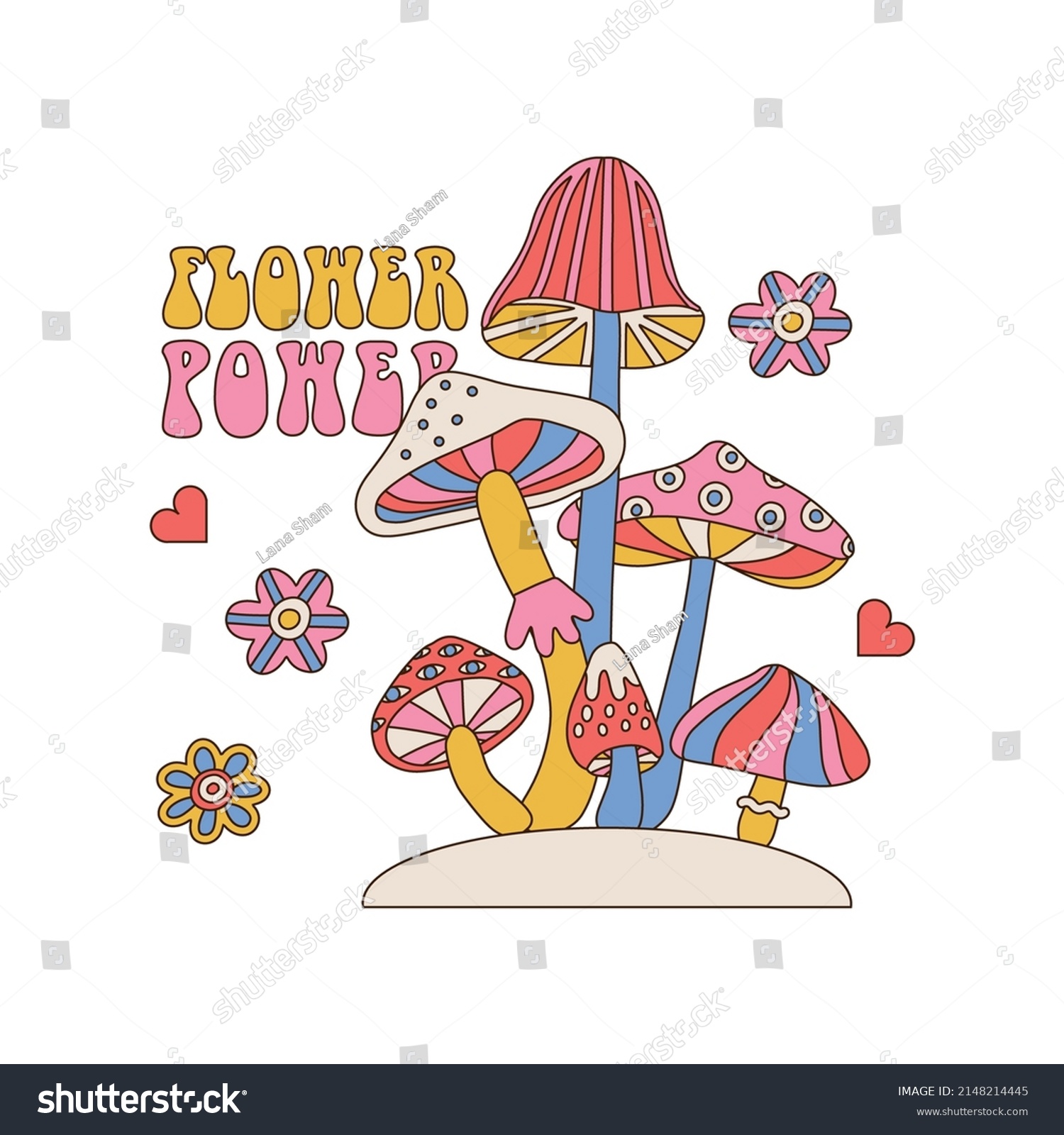 Flower Power True Slogan Lettering Print Stock Vector (Royalty Free
