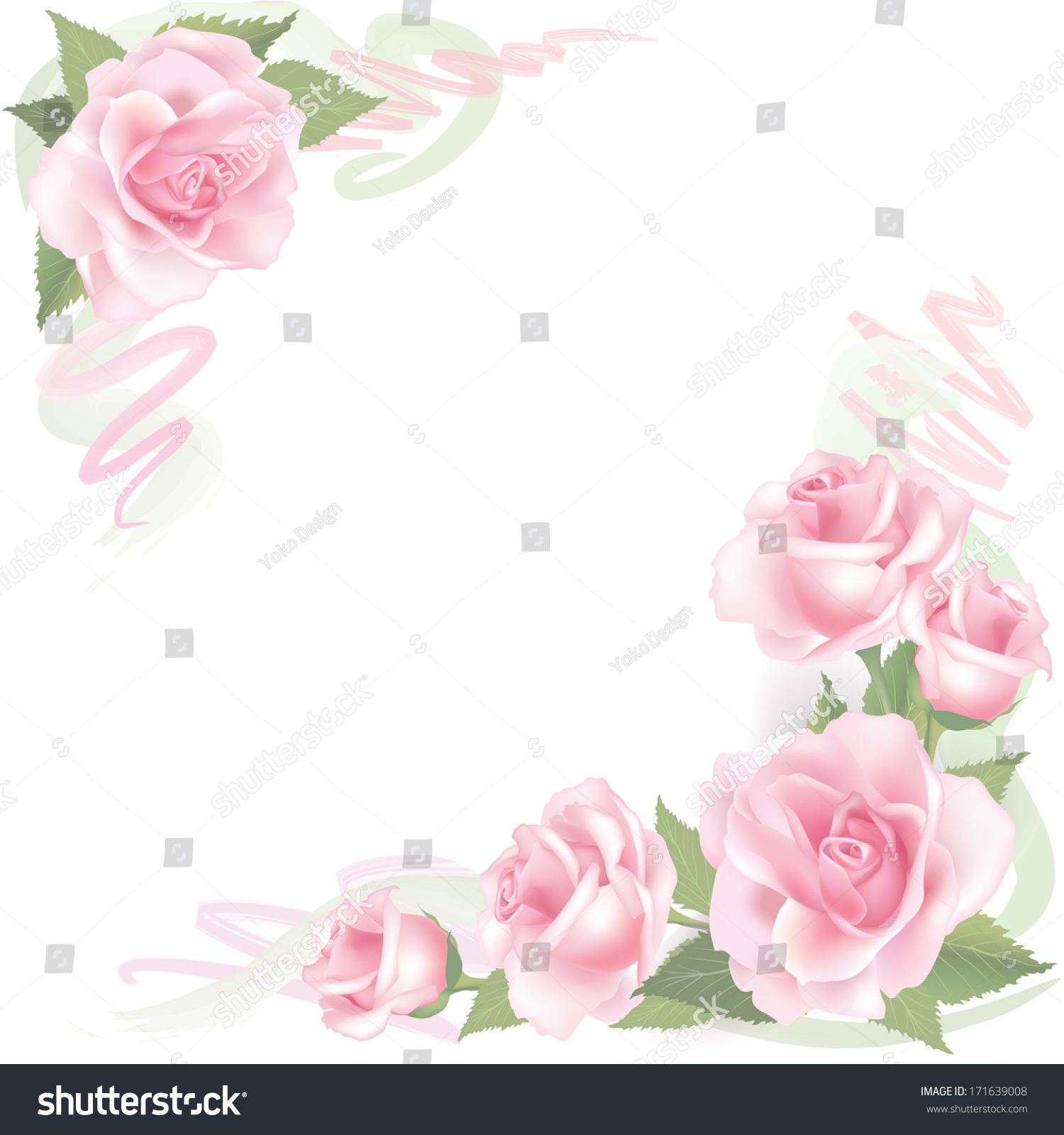 stock vector flower rose background floral frame with pink roses 171639008
