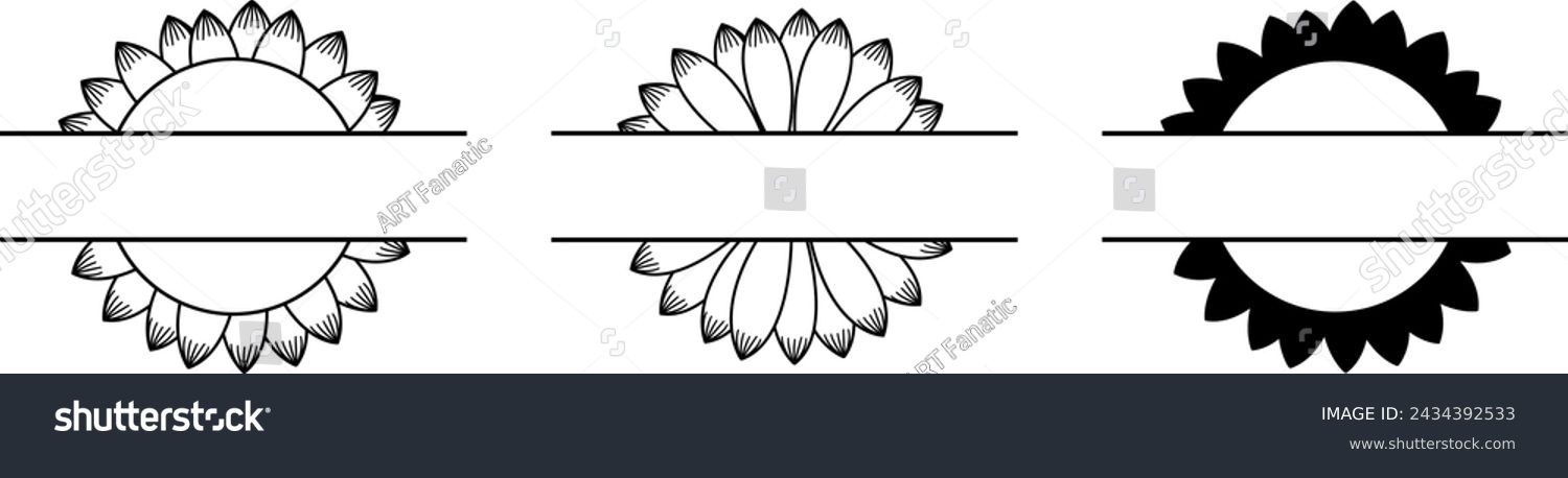 SVG of Flower split monogram illustration. split flower, hand drawn vector illustration, flower frame. svg