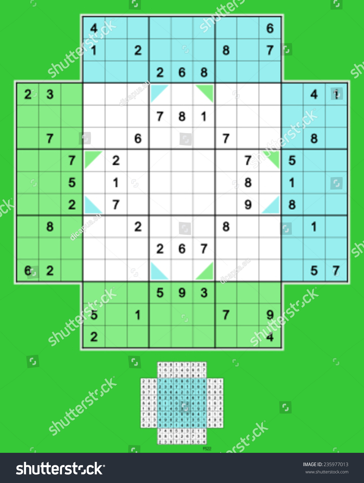 Vektor Stok Flower Sudoku Five Overlapping Sudoku Puzzles Tanpa Royalti 235977013 Shutterstock 5106