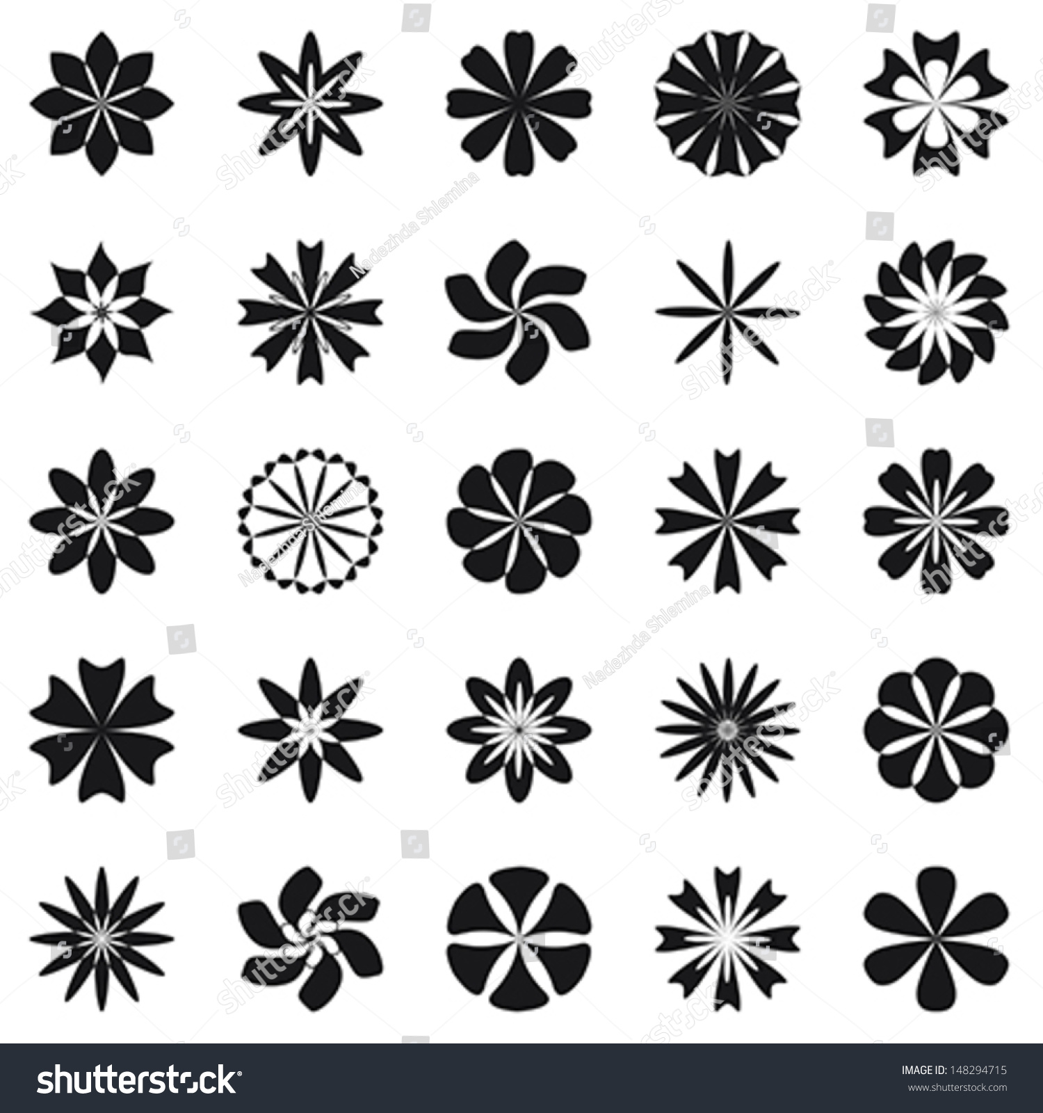 Flower Symbol Set Can Used Art Stock Vector (Royalty Free) 148294715 ...