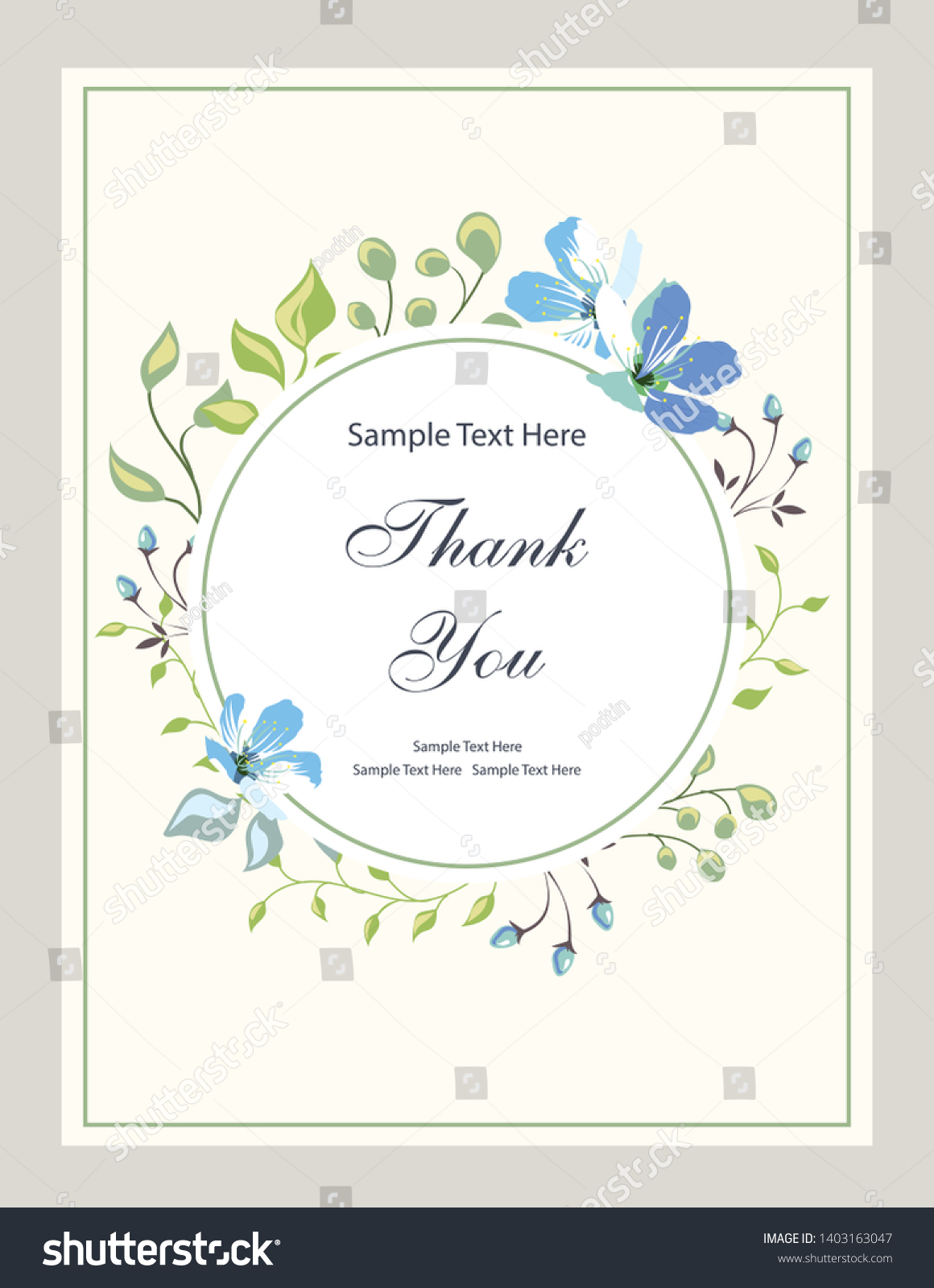 Flower Vector Card Template Thank You Stock Vector (Royalty Free ...