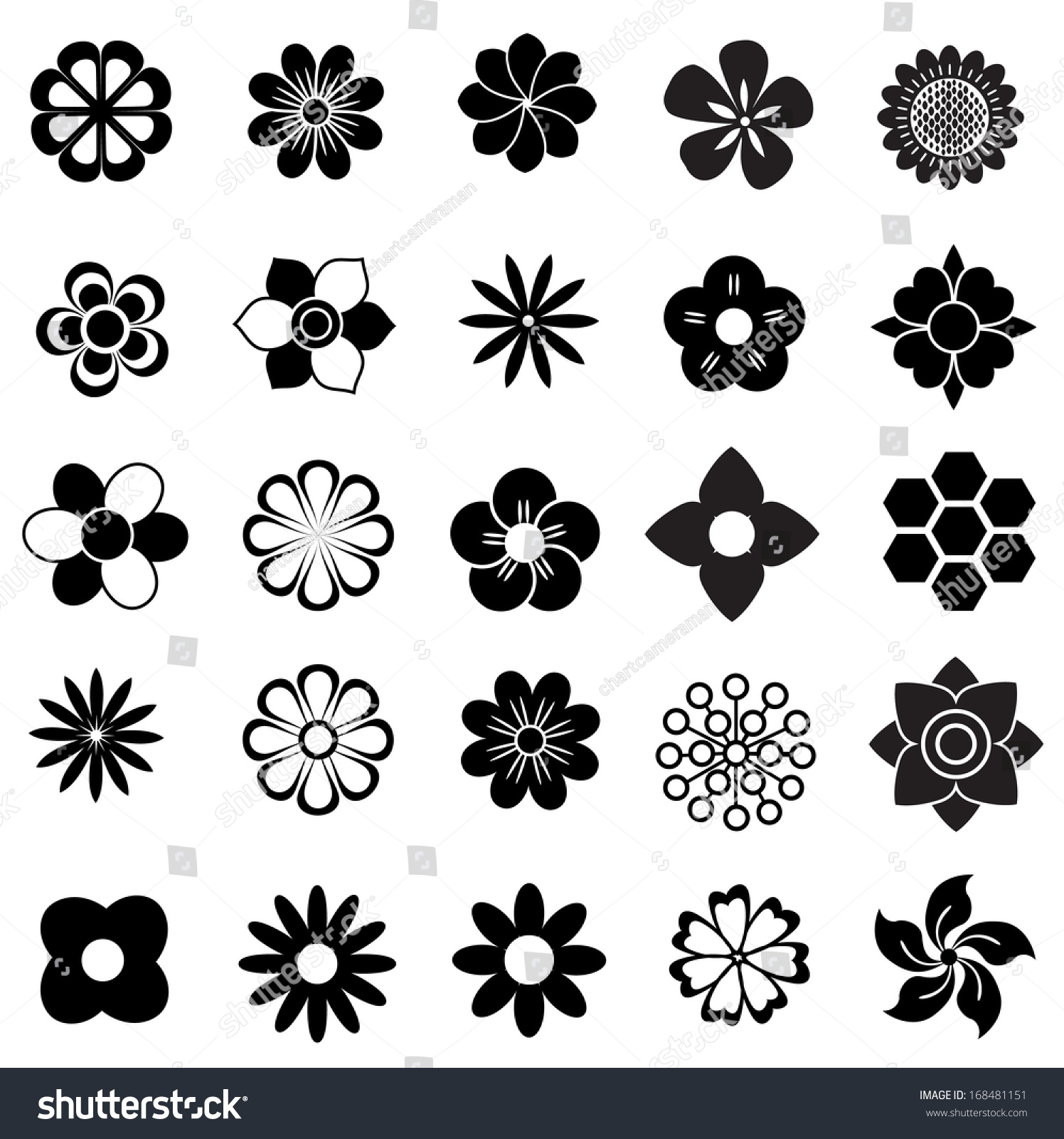 Flower Vector Set Flowers Icon Decorative Stock Vector 168481151 ...