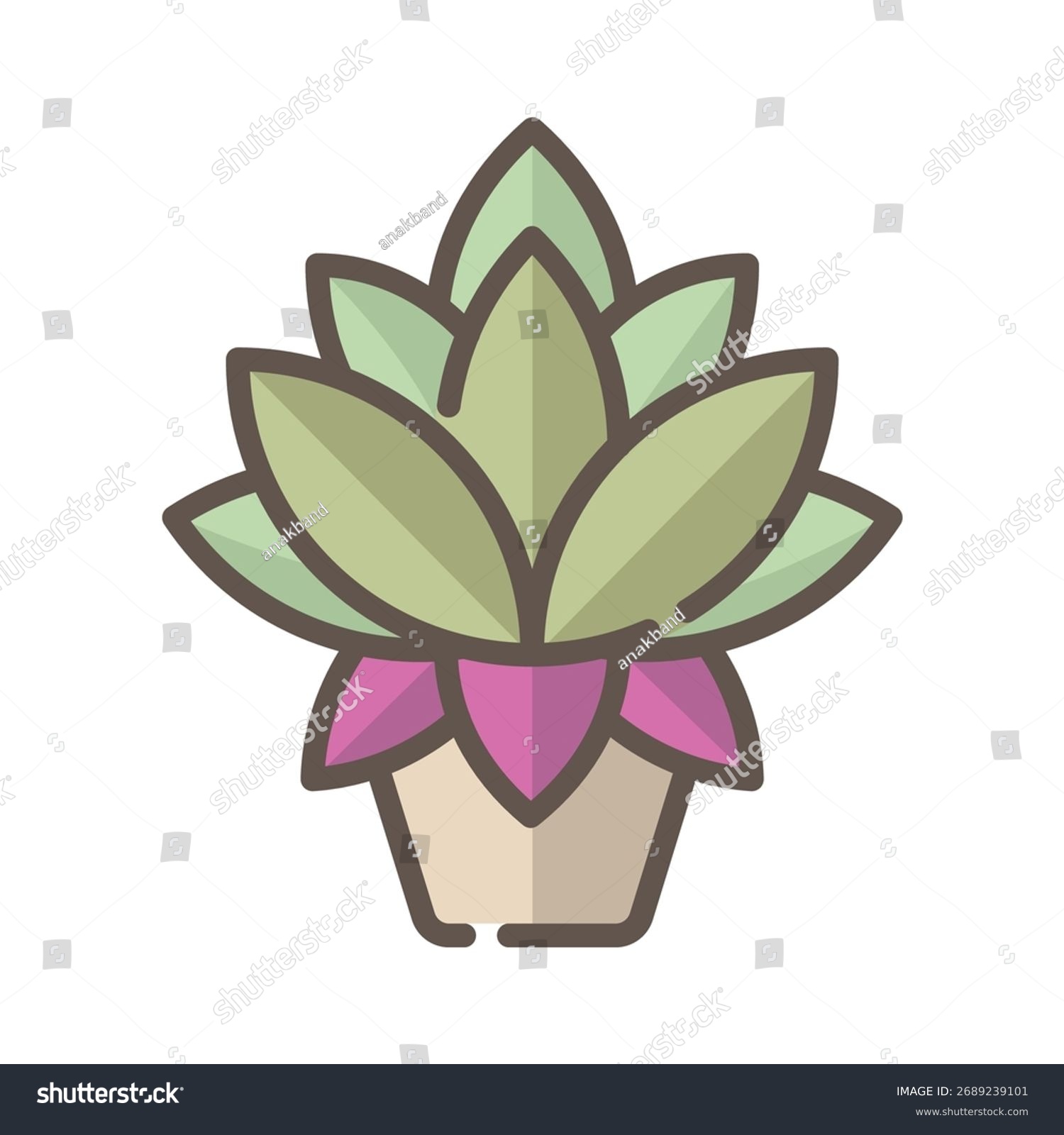stylized succulent plant in pot clip art preview