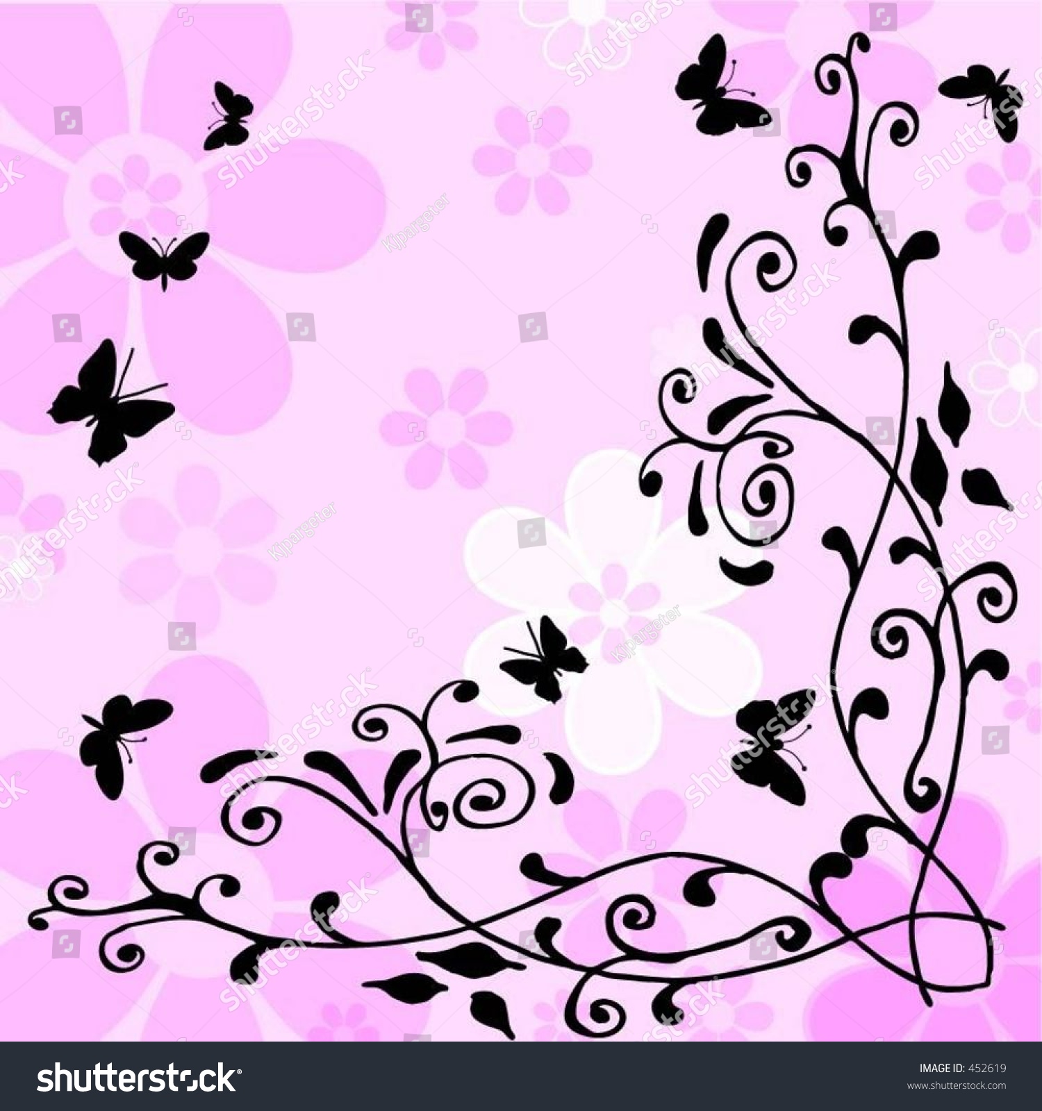 Flowers And Butterflies - Vector Image - 452619 : Shutterstock