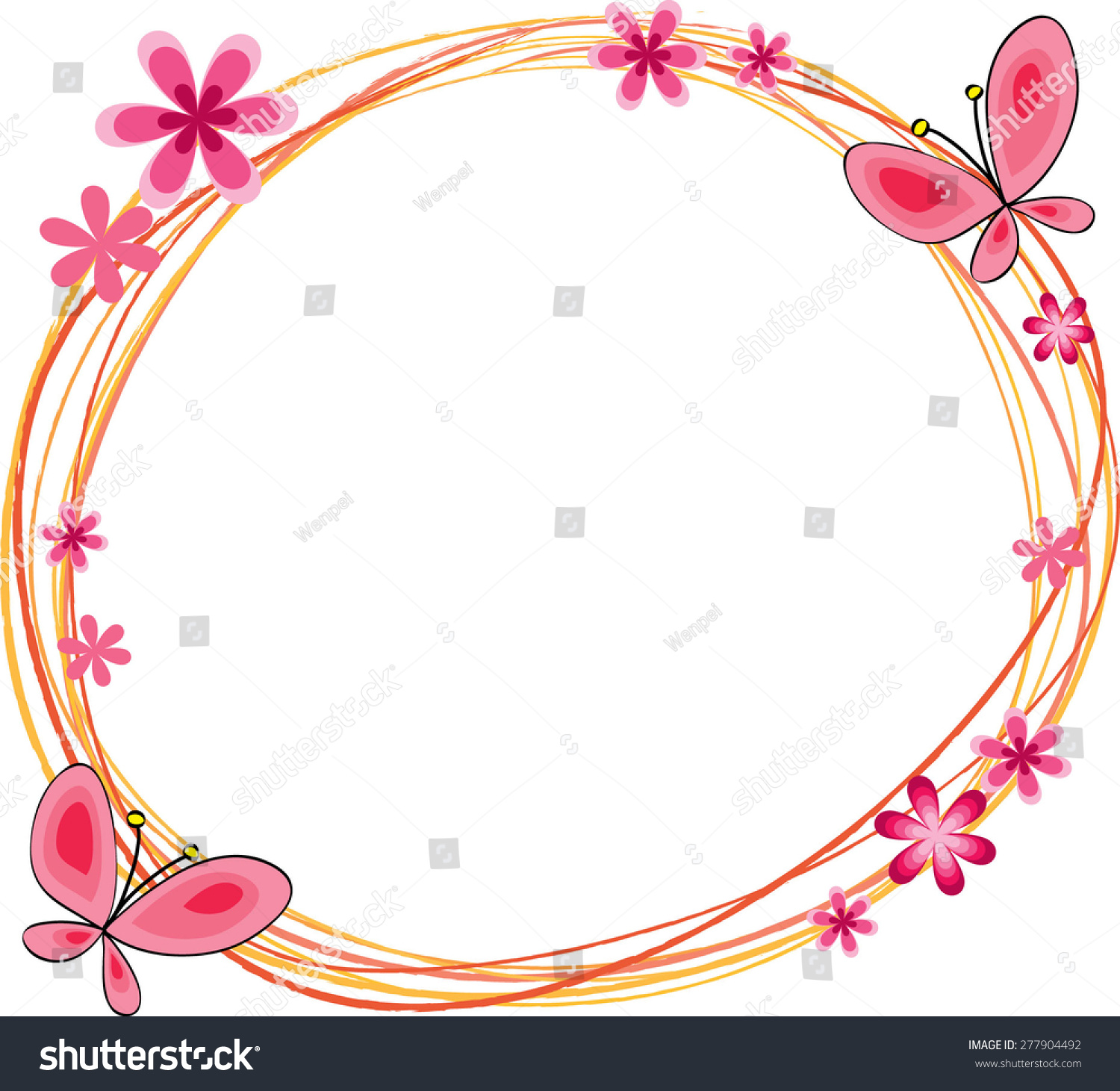 Flowers Butterfly Circle Border Stock Vector 277904492 ...