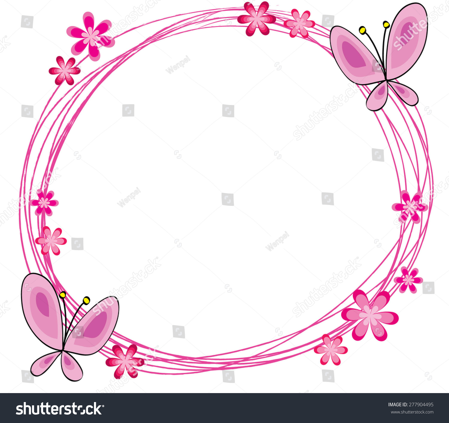 Download Flowers Butterfly Circle Border Stock Vector Royalty Free 277904495