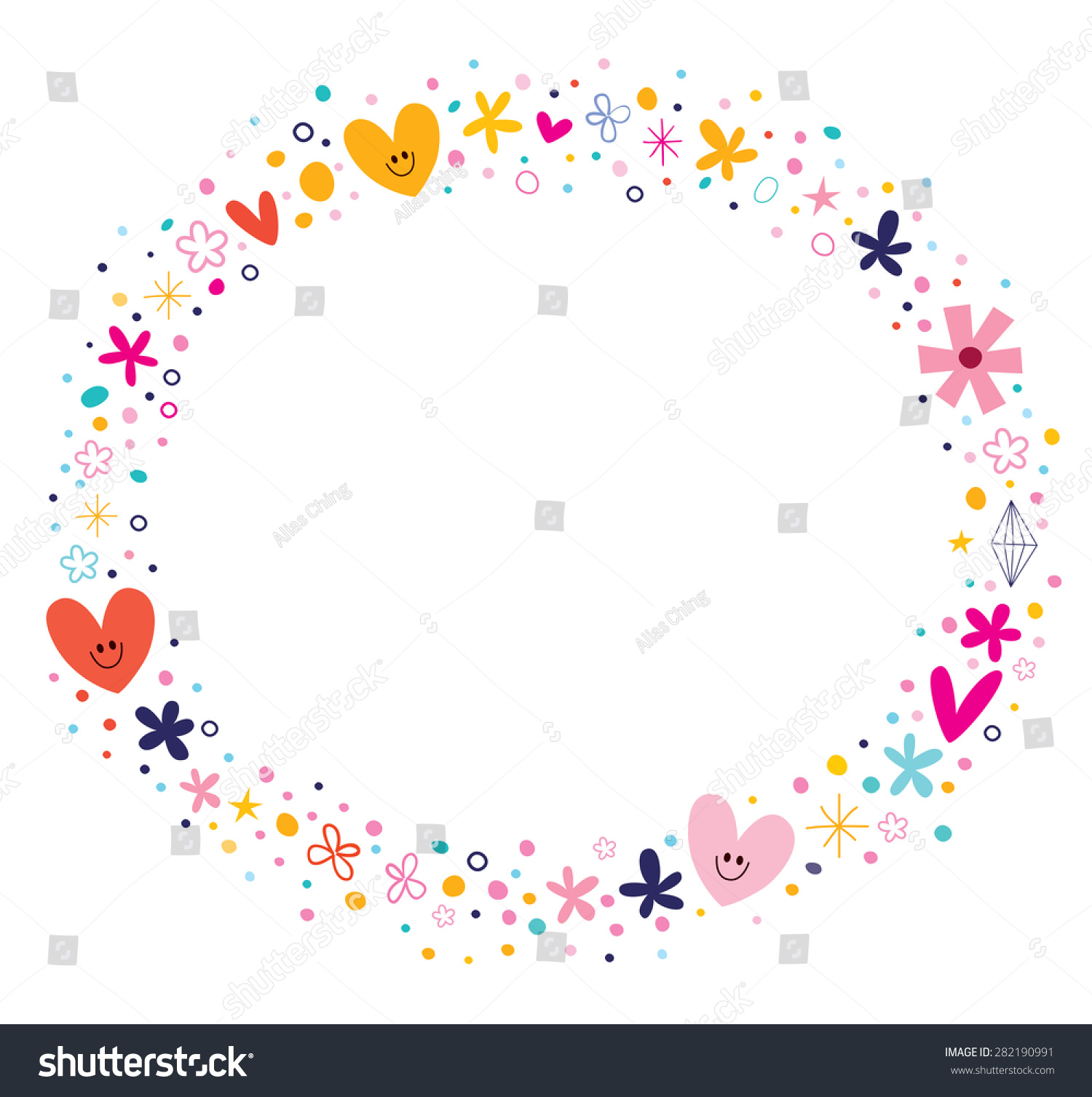 Flowers Hearts Frame Stock Vector 282190991 - Shutterstock