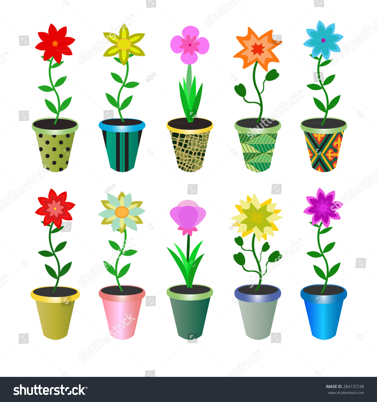 Flowers Pots Stock Vector 284137238 - Shutterstock