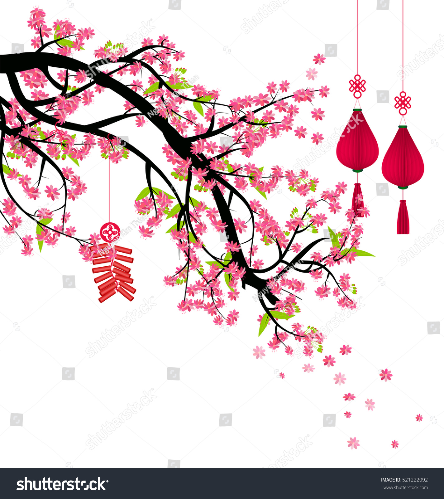 Flowers New Year And Chinese New Year Stock Vector 521222092 Shutterstock