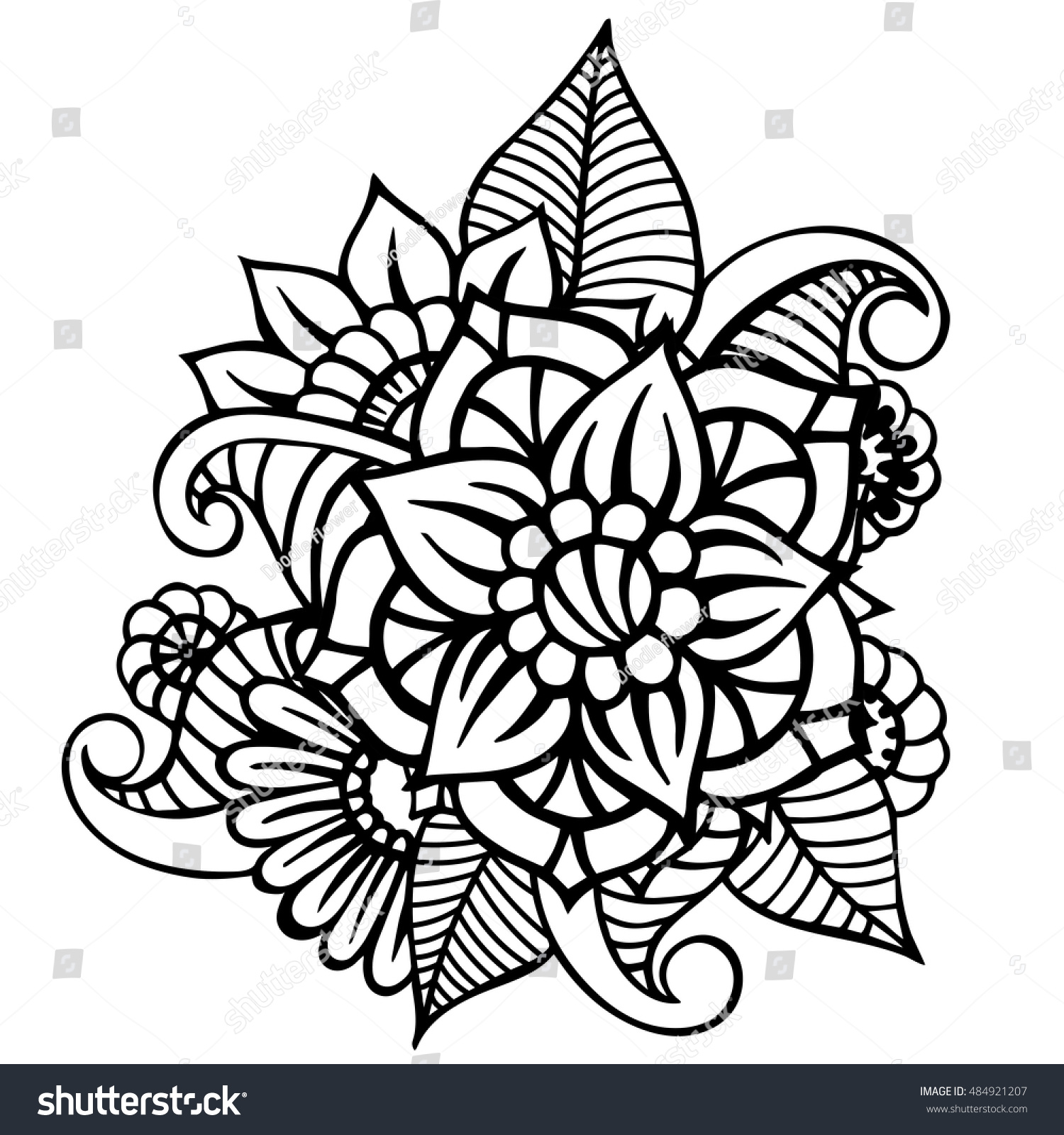 Flowers Vector Flowers Doodle Flowers Zentangle Stock Vector 484921207