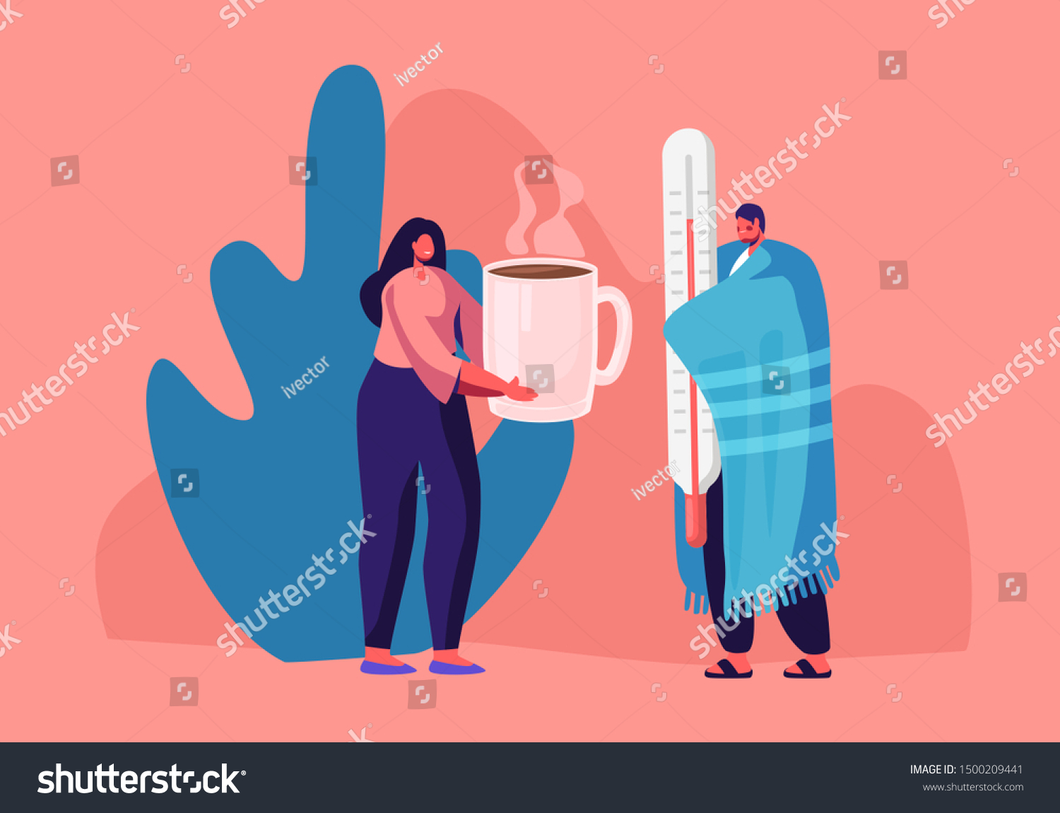 Flu Sickness Concept Sick Person Having Stock Vector Royalty Free