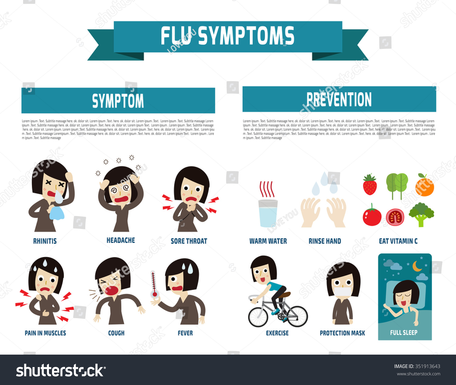 Flu Symptoms And Influenza. Health Concept. Infographic Element. Vector ...