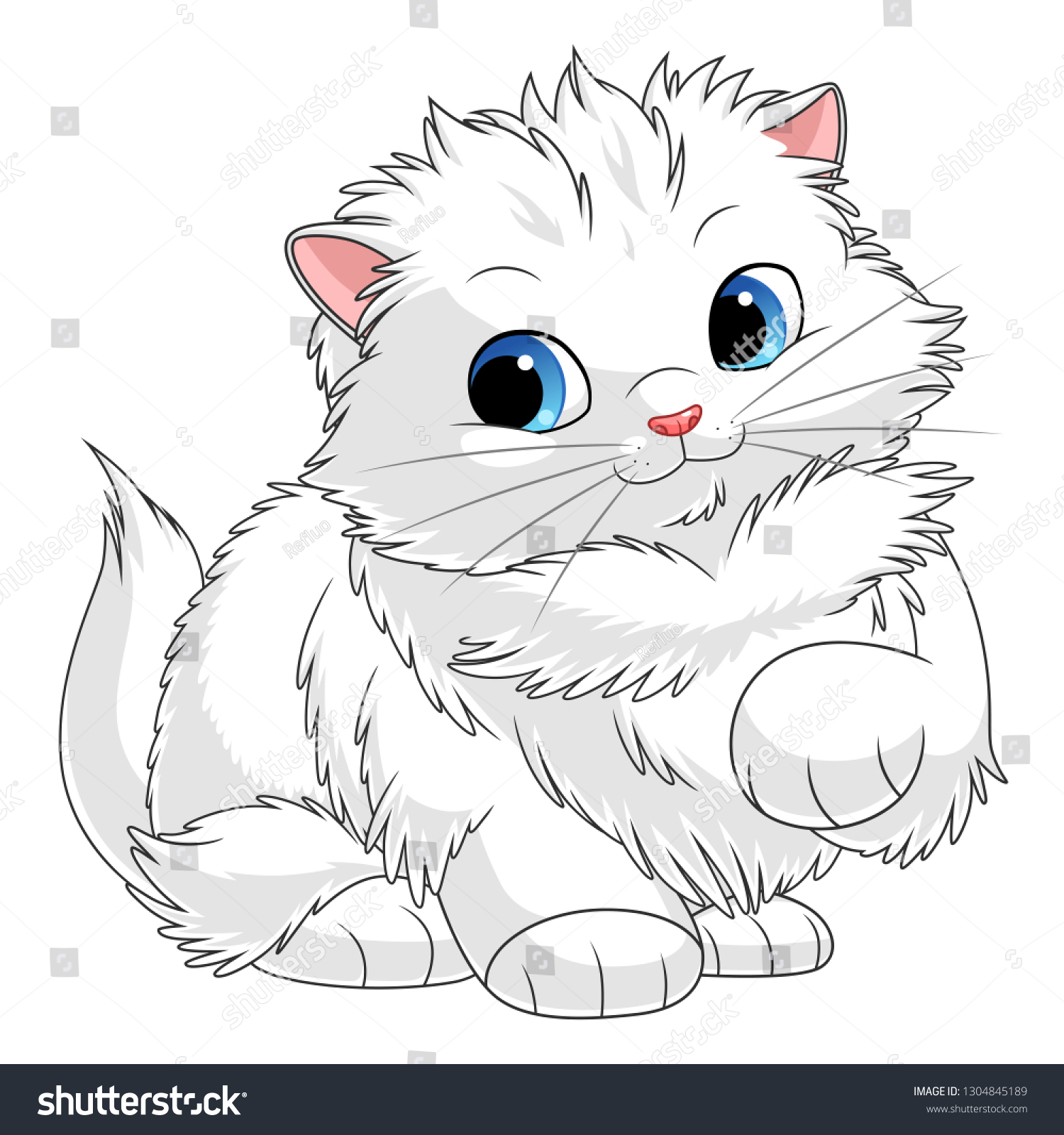 Kitten Images Cartoon - Cute Cartoon White Kitten Vector Image By C