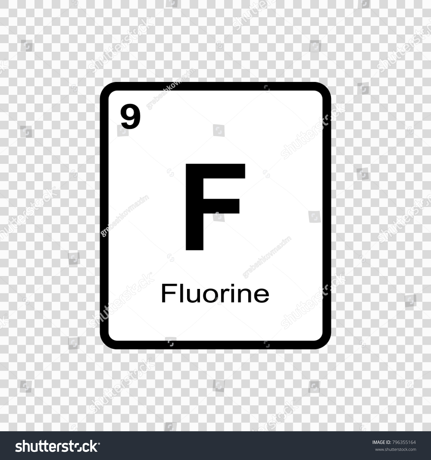 Fluorine Chemical Element Sign Atomic Number Stock Vector (Royalty Free ...