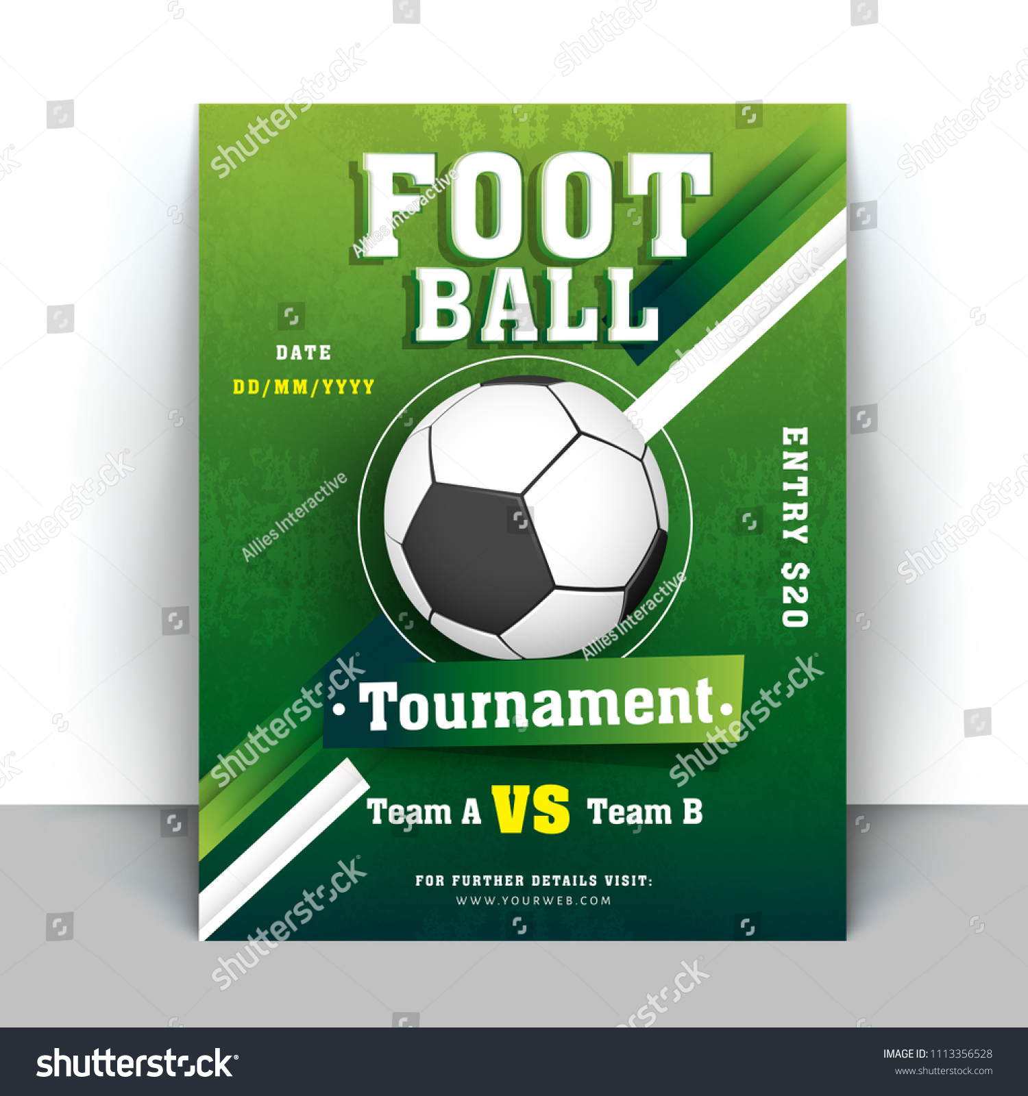 Flyer Template Design Green Color Match Stock Vector Royalty Free