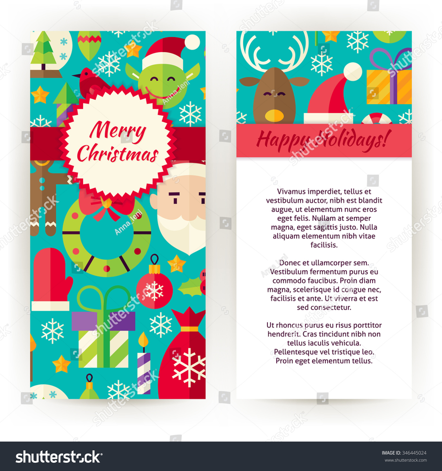Flyer Template of Merry Christmas Objects and Elements Flat Style Design Vector Illustration of Brand